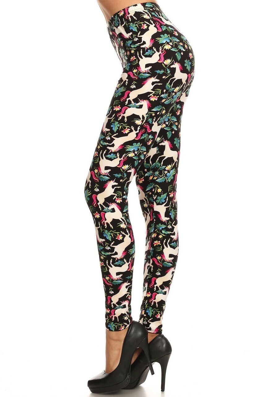 Wholesale Buttery Smooth Woodland Unicorn Plus Size Leggings - Small Unicorns