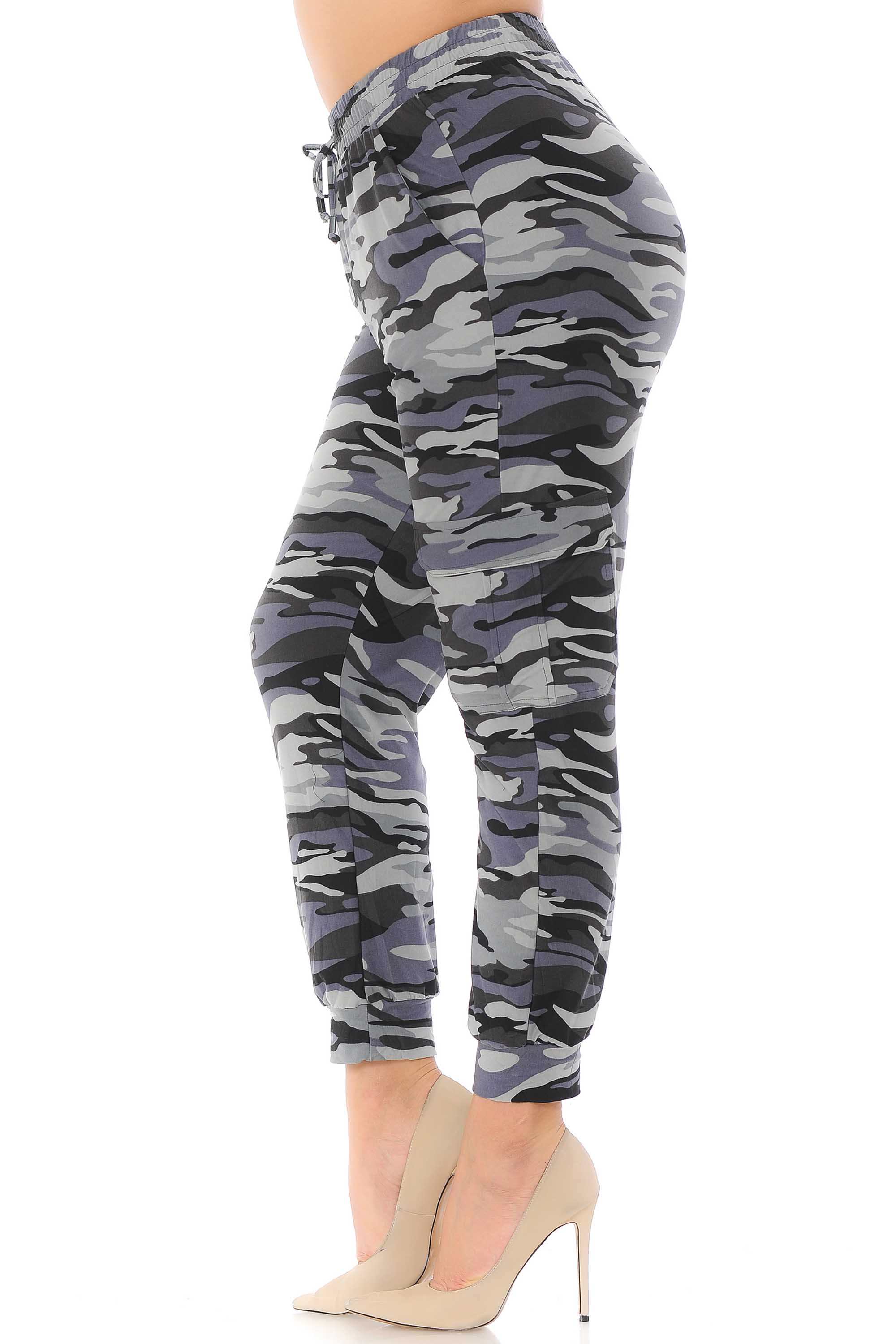 Wholesale Buttery Smooth Charcoal Camouflage Cargo Plus Size Joggers - New Mix