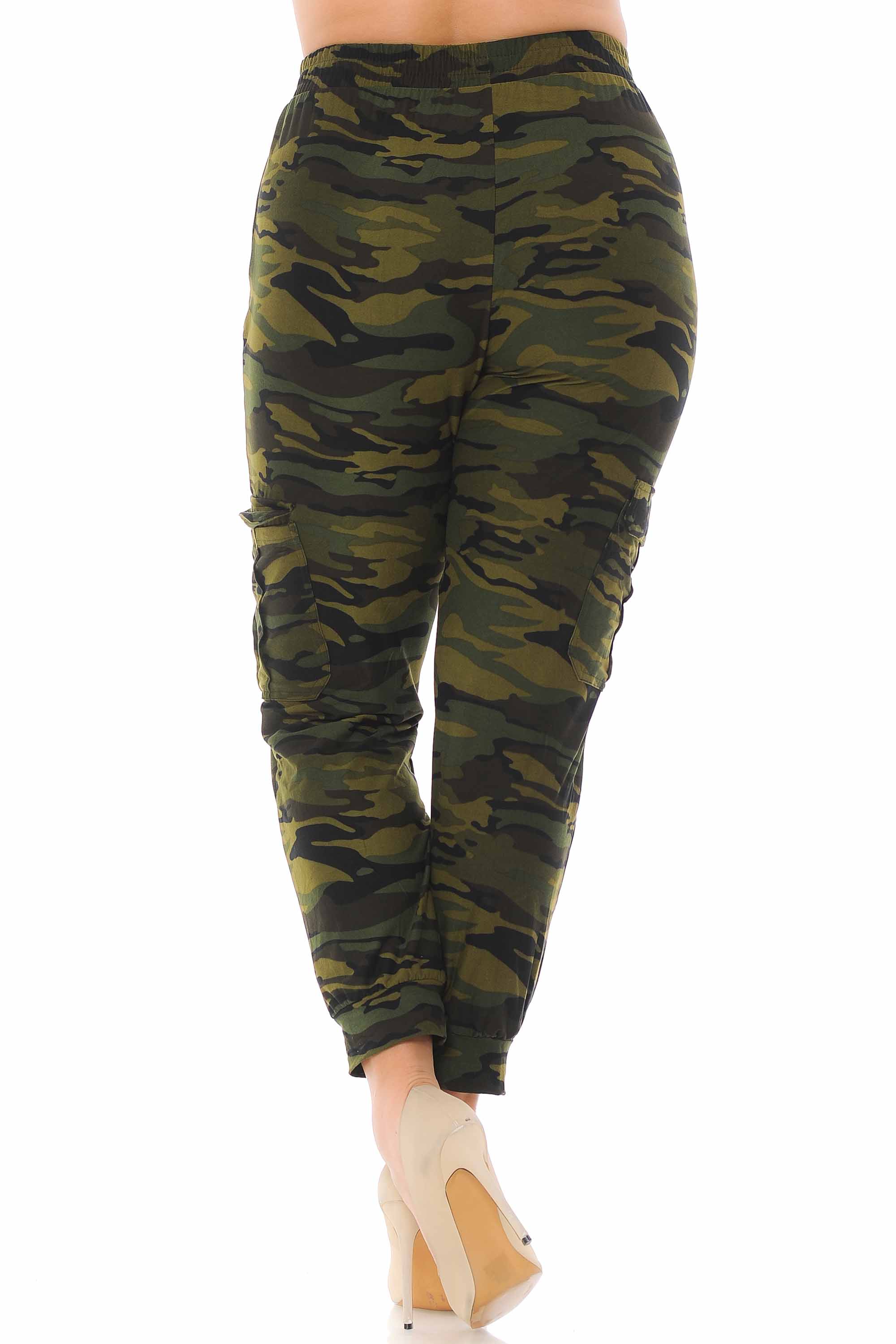 Wholesale Buttery Smooth Green Camouflage Cargo Plus Size Joggers - New Mix