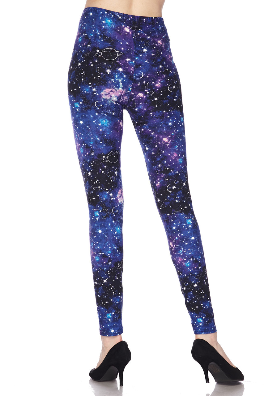 Buttery Soft Astrological Blue Galaxy Plus Size Leggings