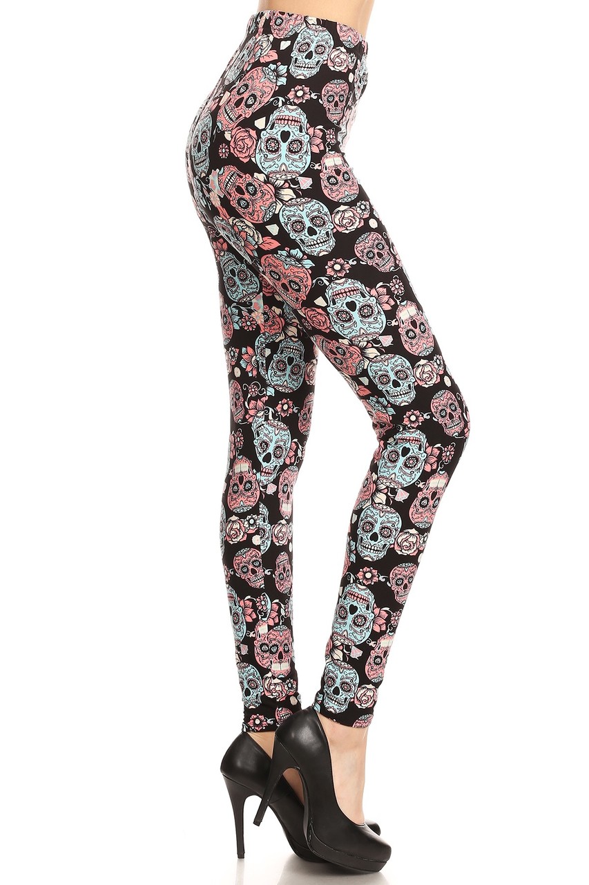 Wholesale Buttery Smooth Sugar Skull Plus Size Leggings