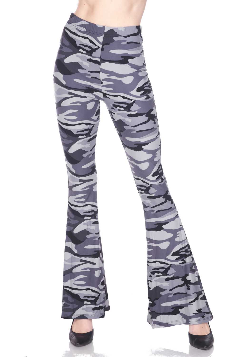 Wholesale Buttery Smooth Charcoal Camouflage Bell Bottom Leggings
