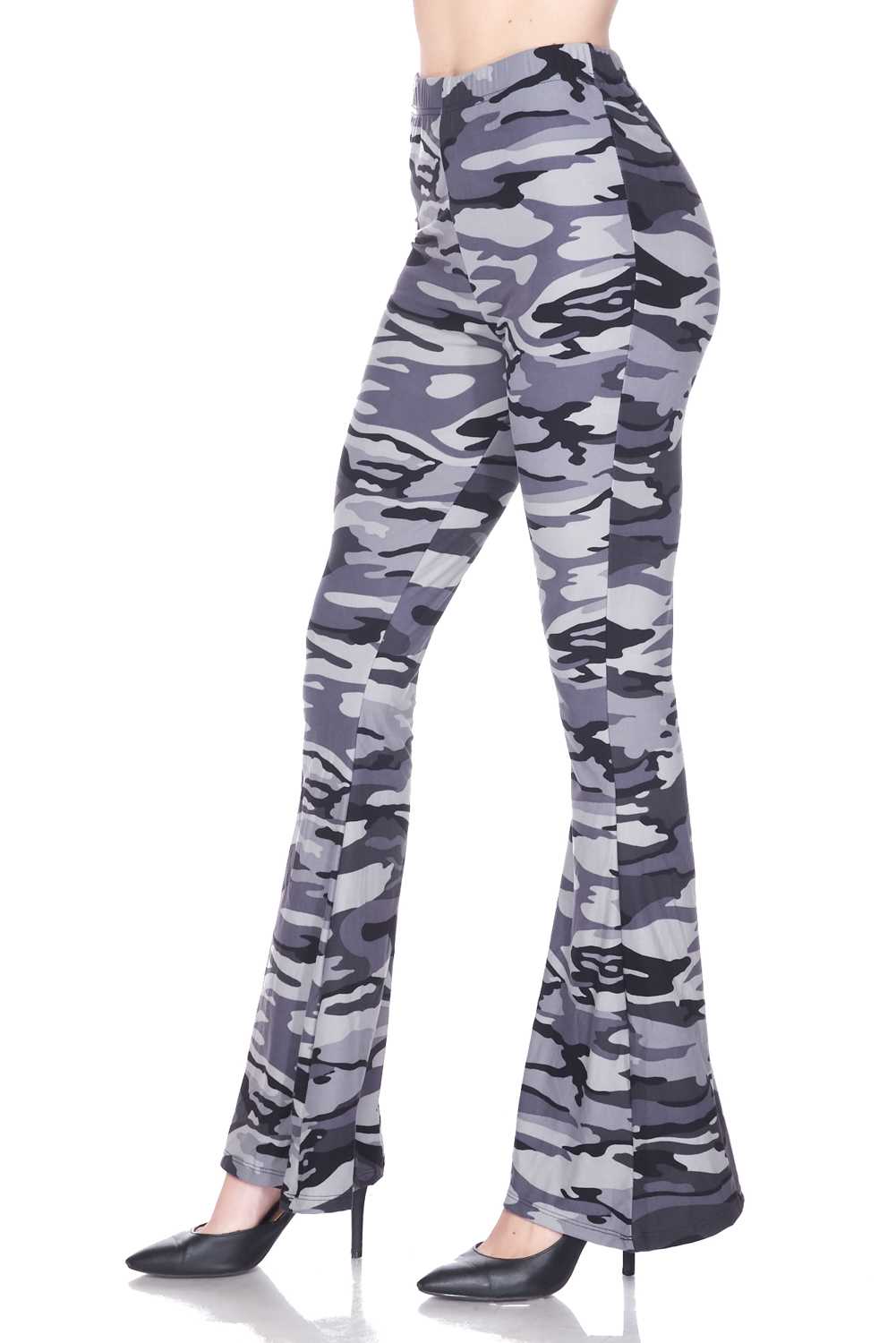 Wholesale Buttery Smooth Charcoal Camouflage Bell Bottom Leggings
