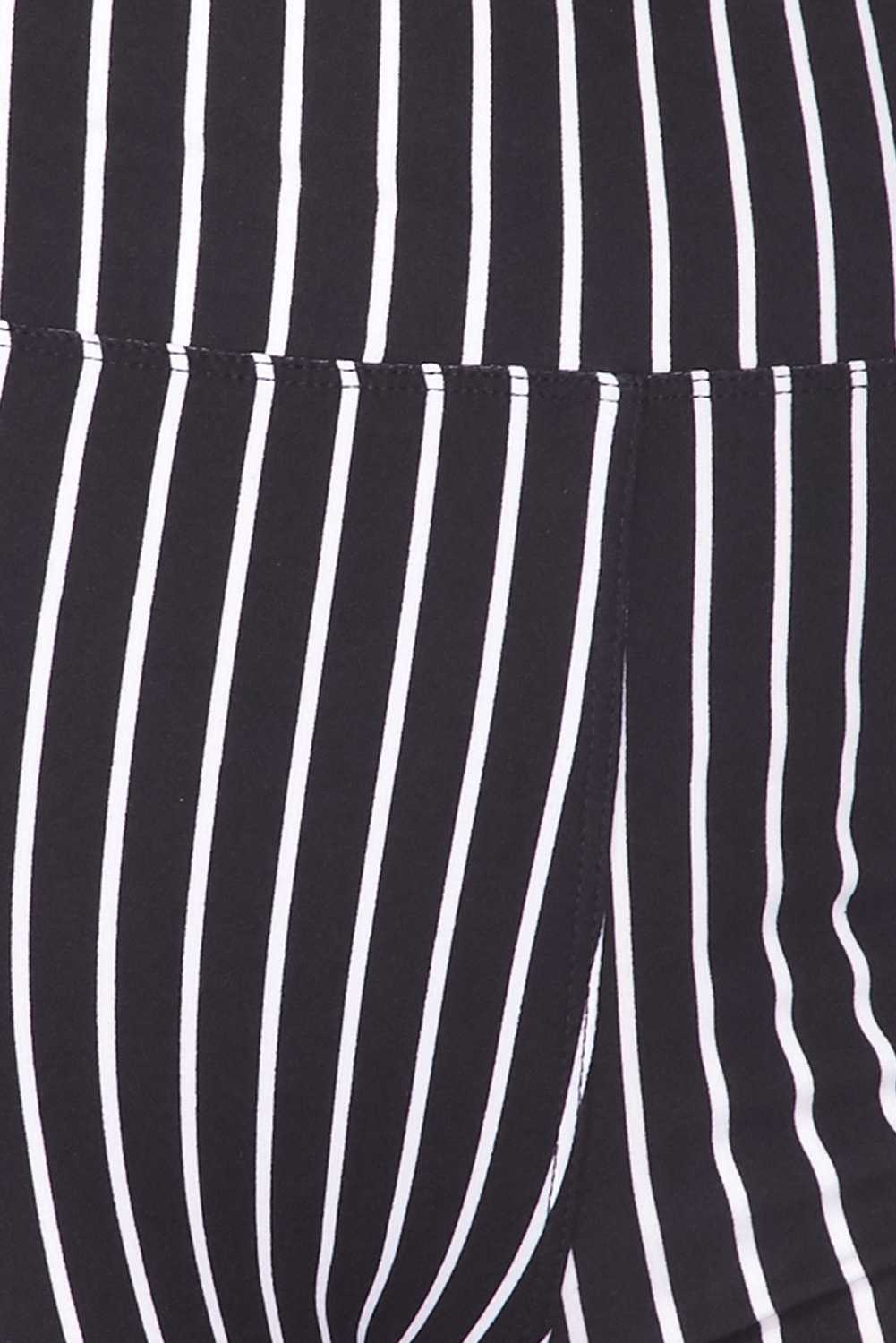 Wholesale Buttery Smooth Black Pinstripe Plus Size Biker Shorts - 3 Inch Waist Band