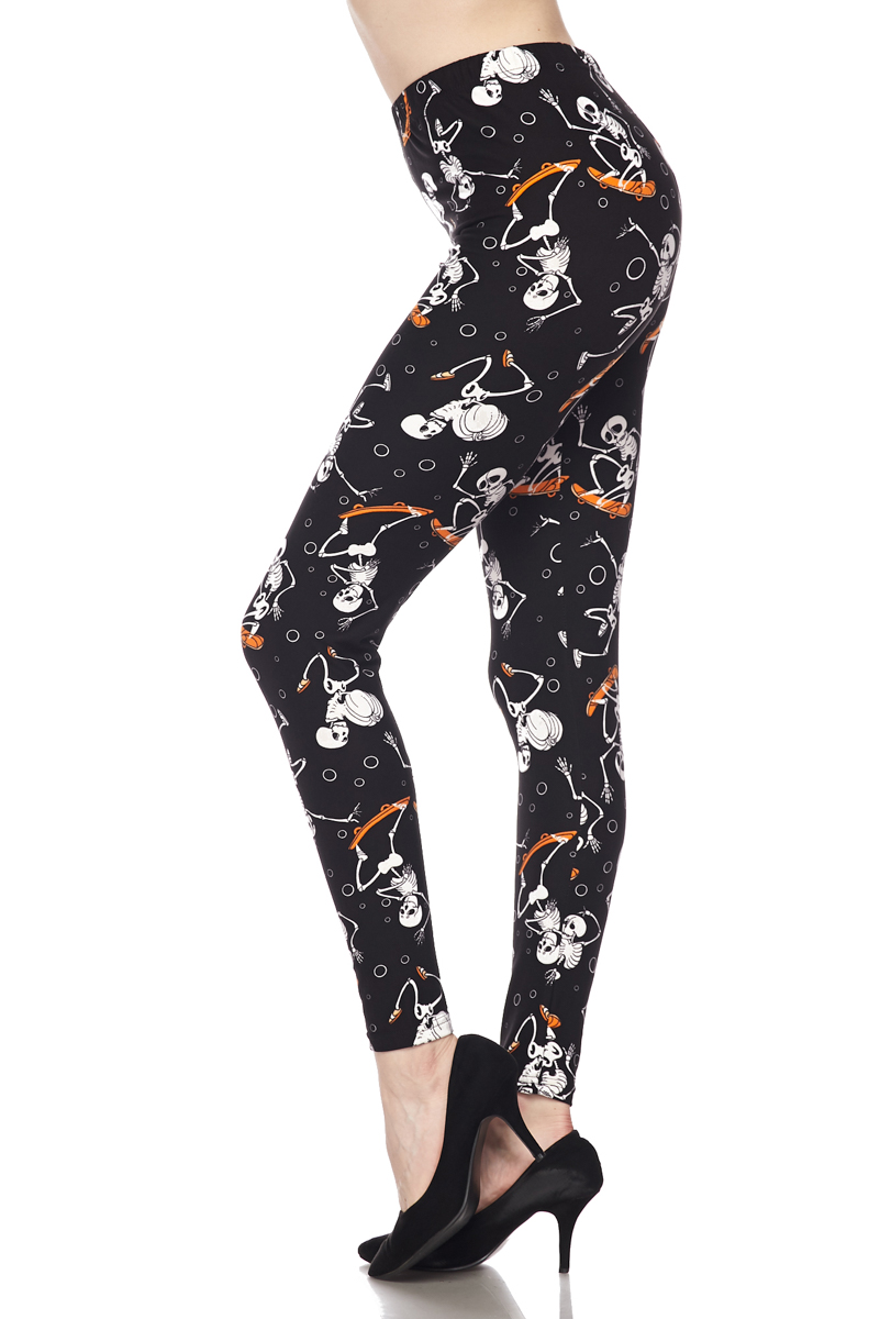 Wholesale Buttery Smooth Skateboarding Skeletons Plus Size Leggings - 3X - 5X