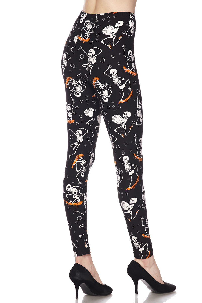 Wholesale Buttery Smooth Skateboarding Skeletons Plus Size Leggings - 3X - 5X