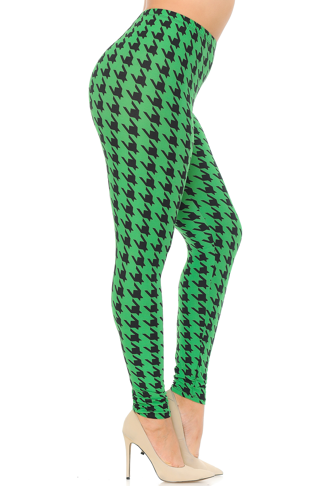 Wholesale Buttery Smooth Houndstooth Extra Plus Size Leggings - 3X-5X