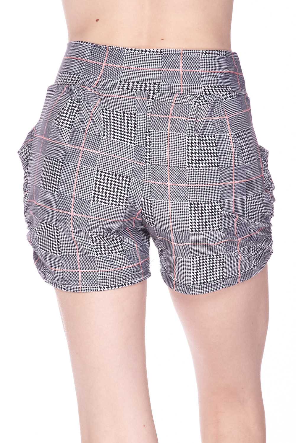 Wholesale Buttery Smooth Coral Accent Textured Houndstooth Harem Shorts