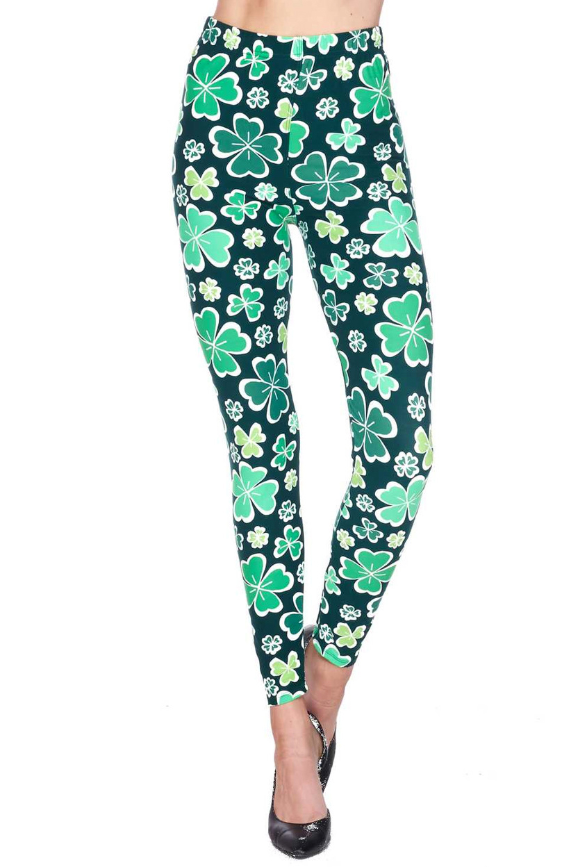 Wholesale Buttery Smooth Green Irish Clover Leggings