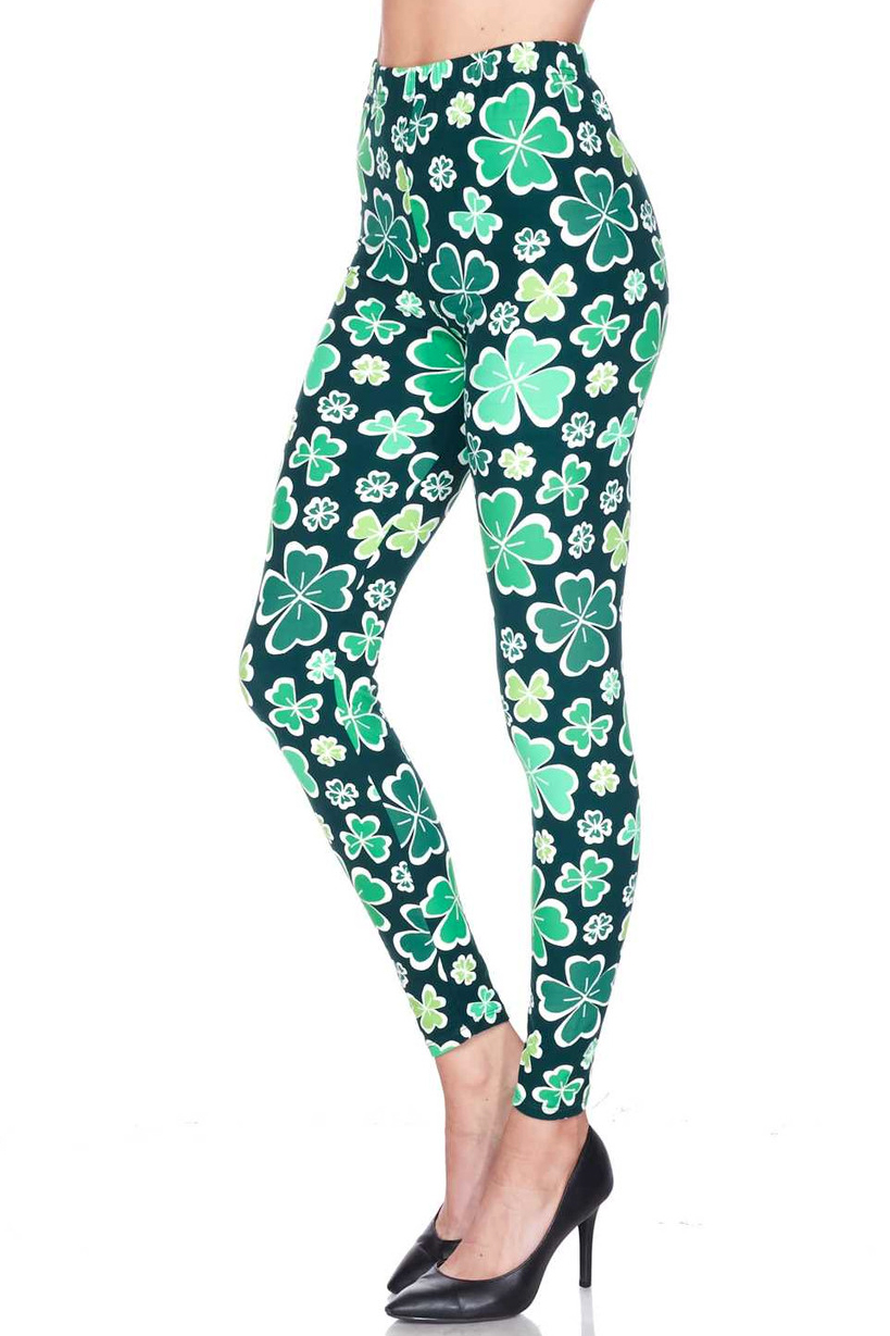 Wholesale Buttery Smooth Green Irish Clover Leggings