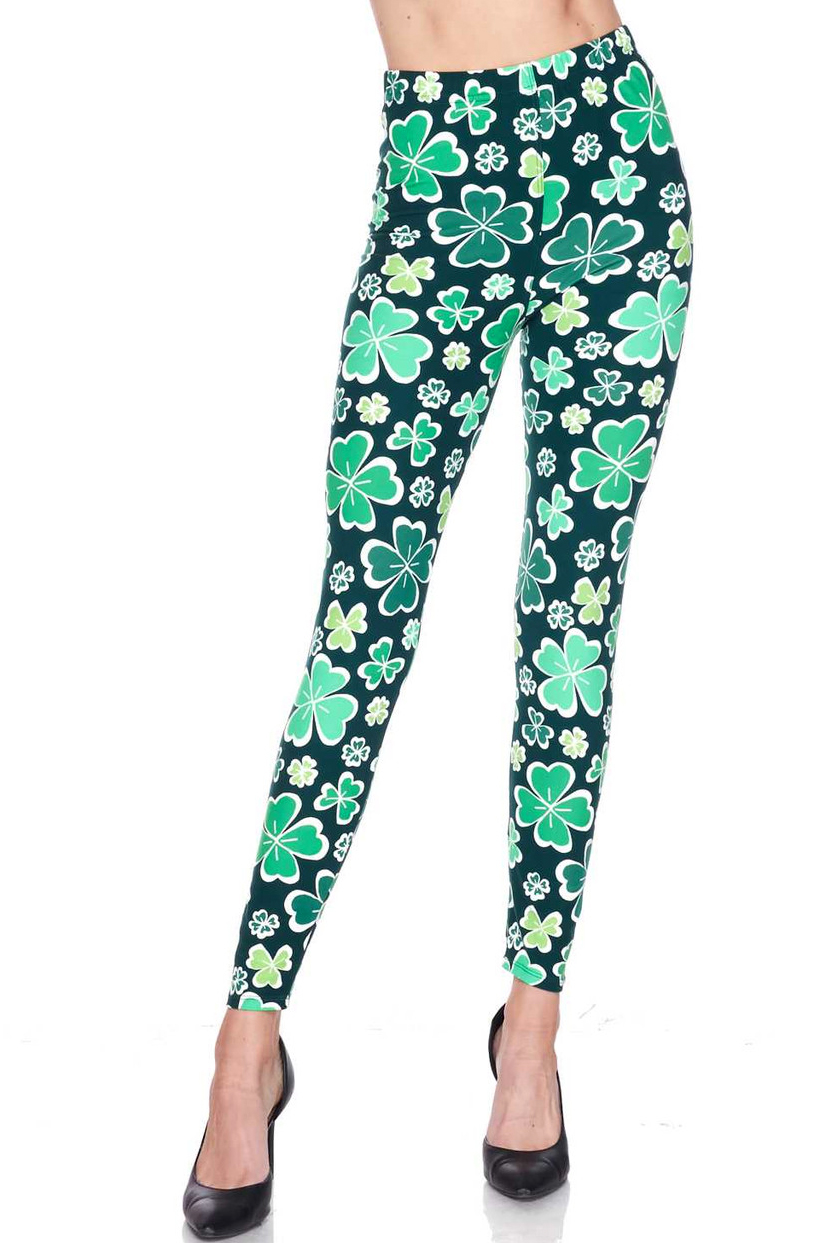 Wholesale Buttery Smooth Green Irish Clover Leggings