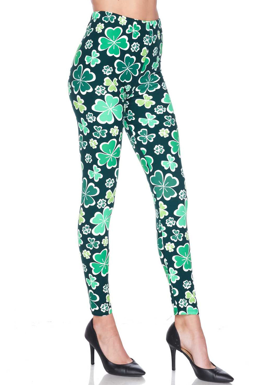 Wholesale Buttery Smooth Green Irish Clover Leggings