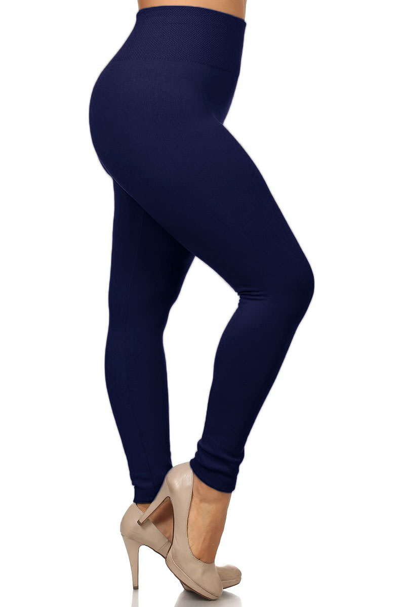 Wholesale Banded High Waist Fleece Lined Leggings - Plus Size