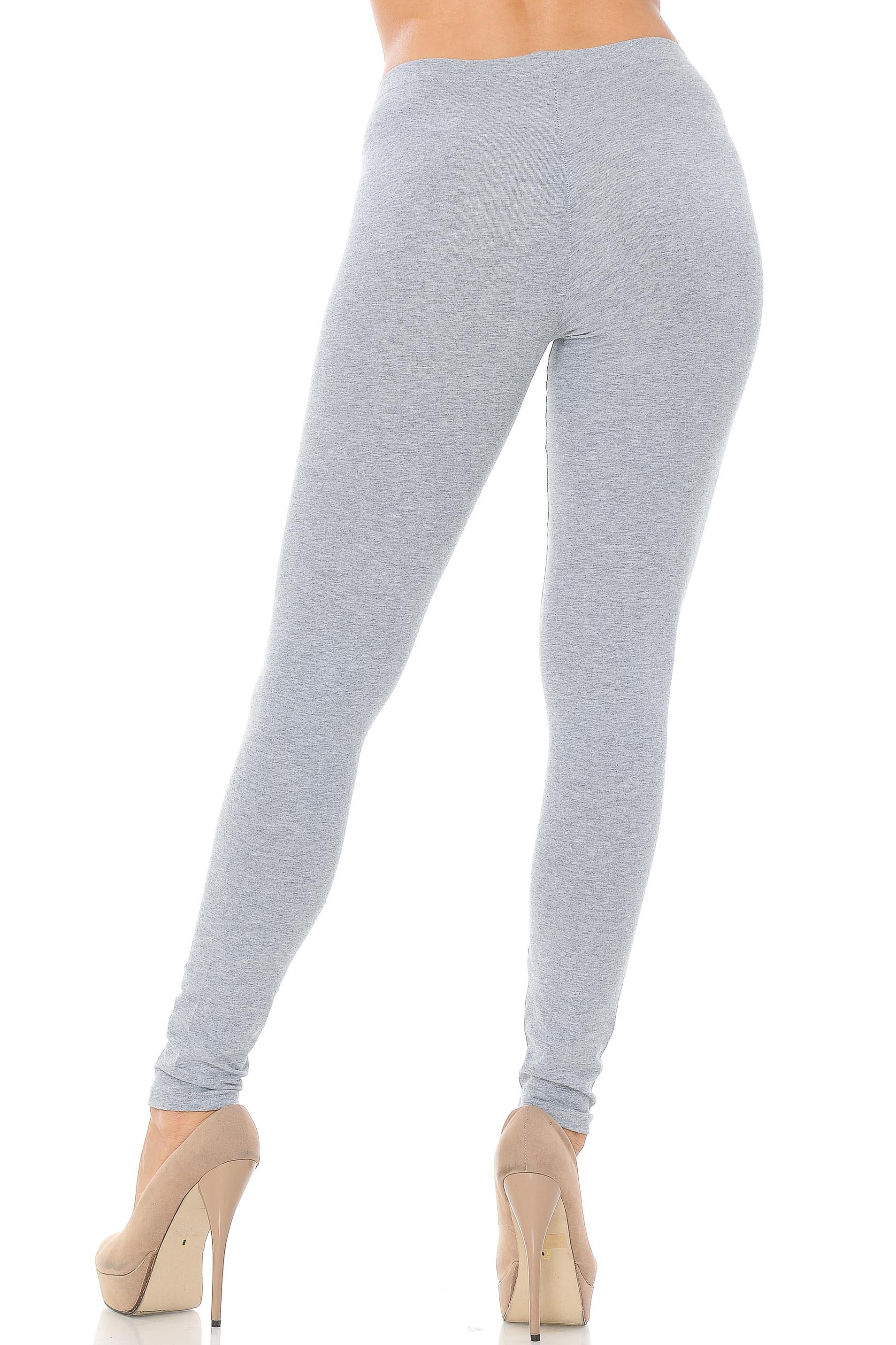 Rear Heather Grey Wholesale USA Full Length Cotton Leggings