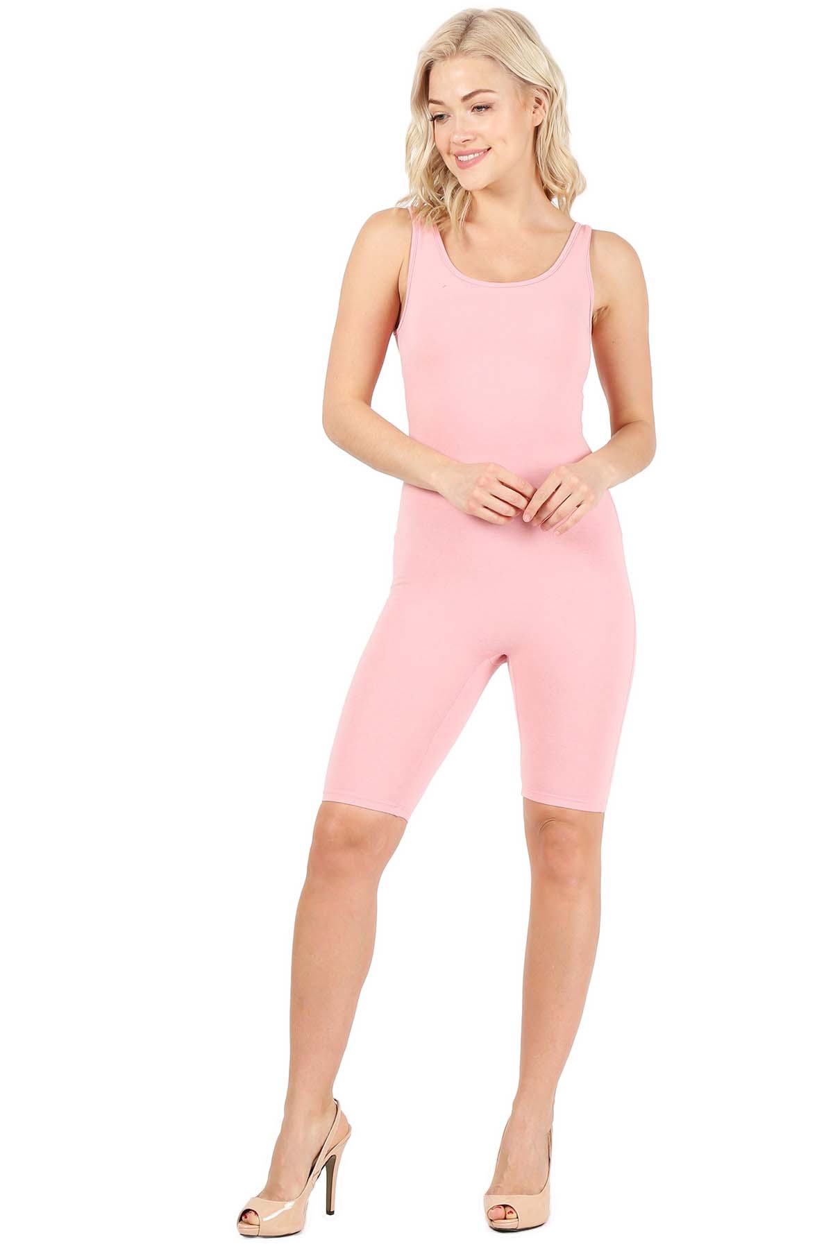 Wholesale Pink USA Basic Cotton Thigh High Jumpsuit