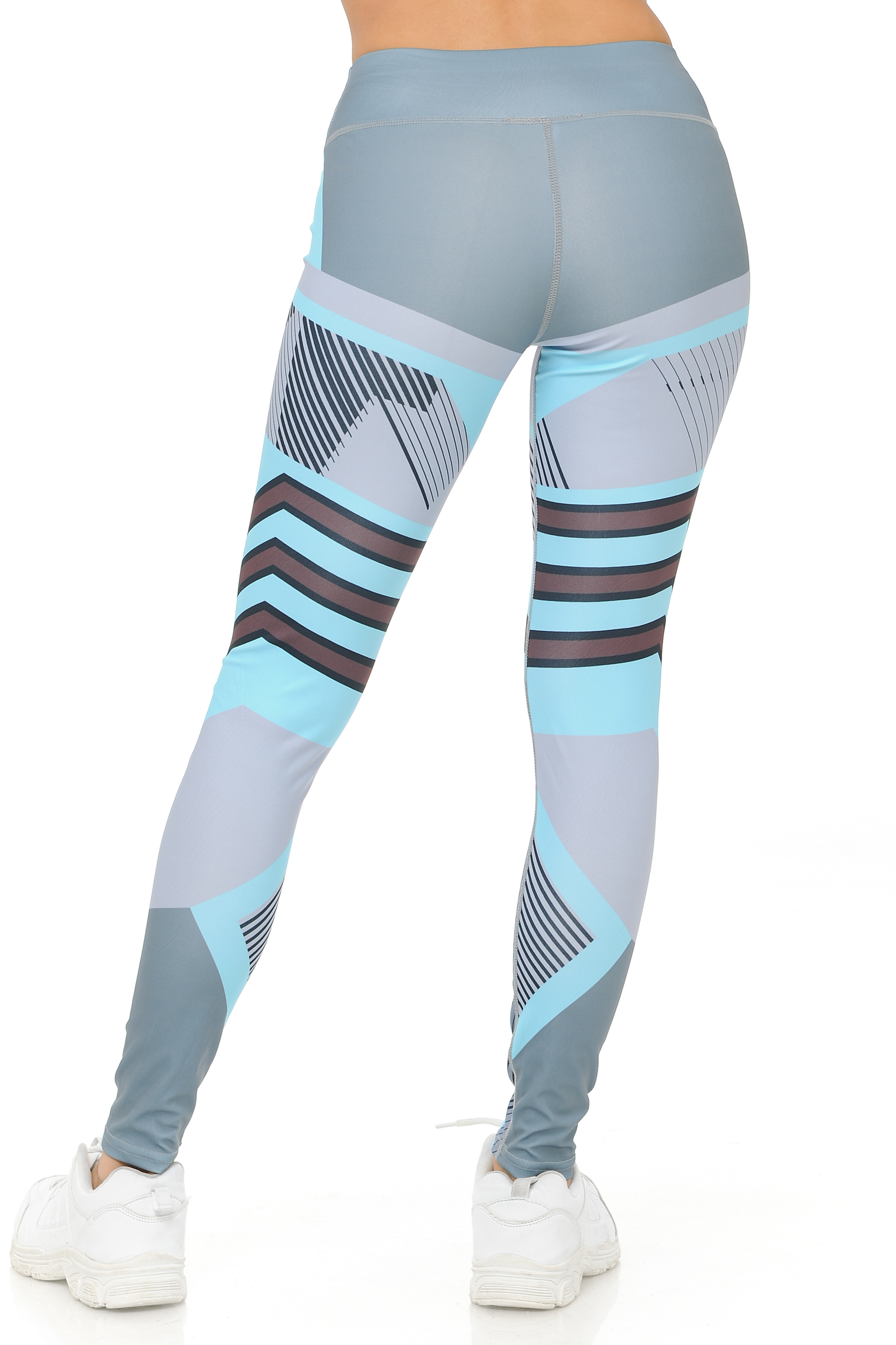 Wholesale Sky Blue Angular Motion High Waisted Sport Leggings