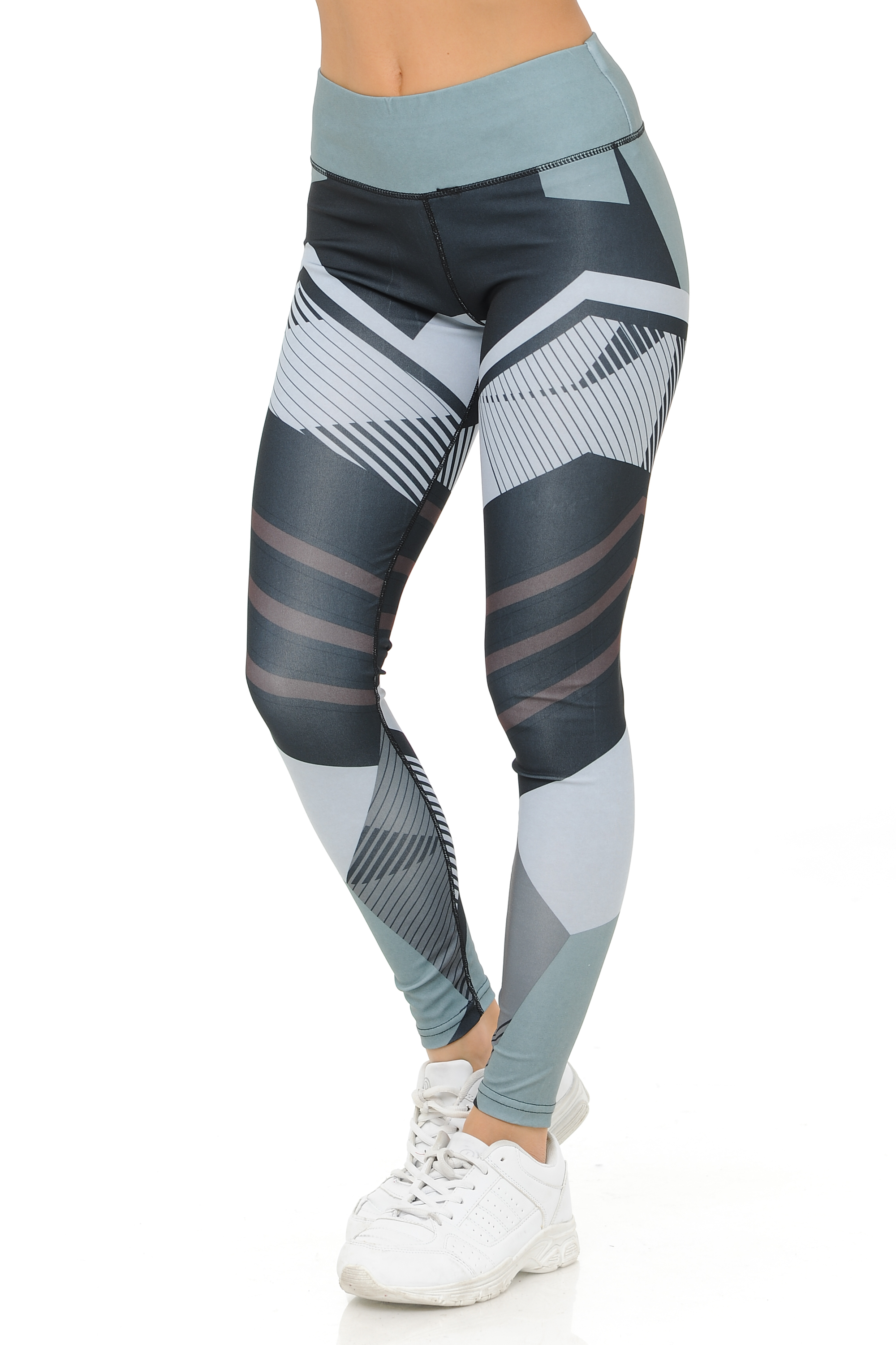 Wholesale Charcoal Angular Motion High Waisted Sport Leggings