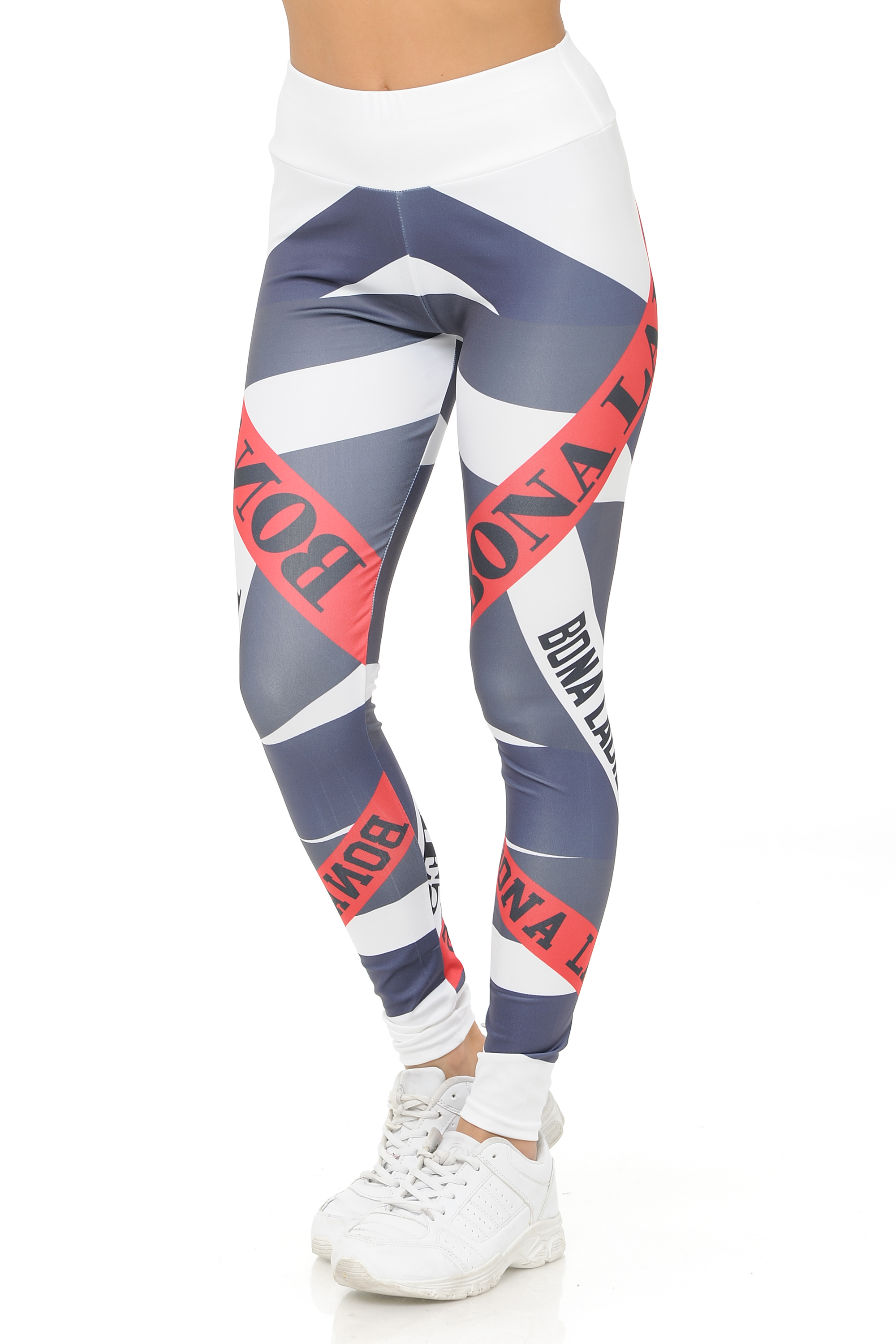 Wholesale Ladies White Banded High Waisted Sport Leggings