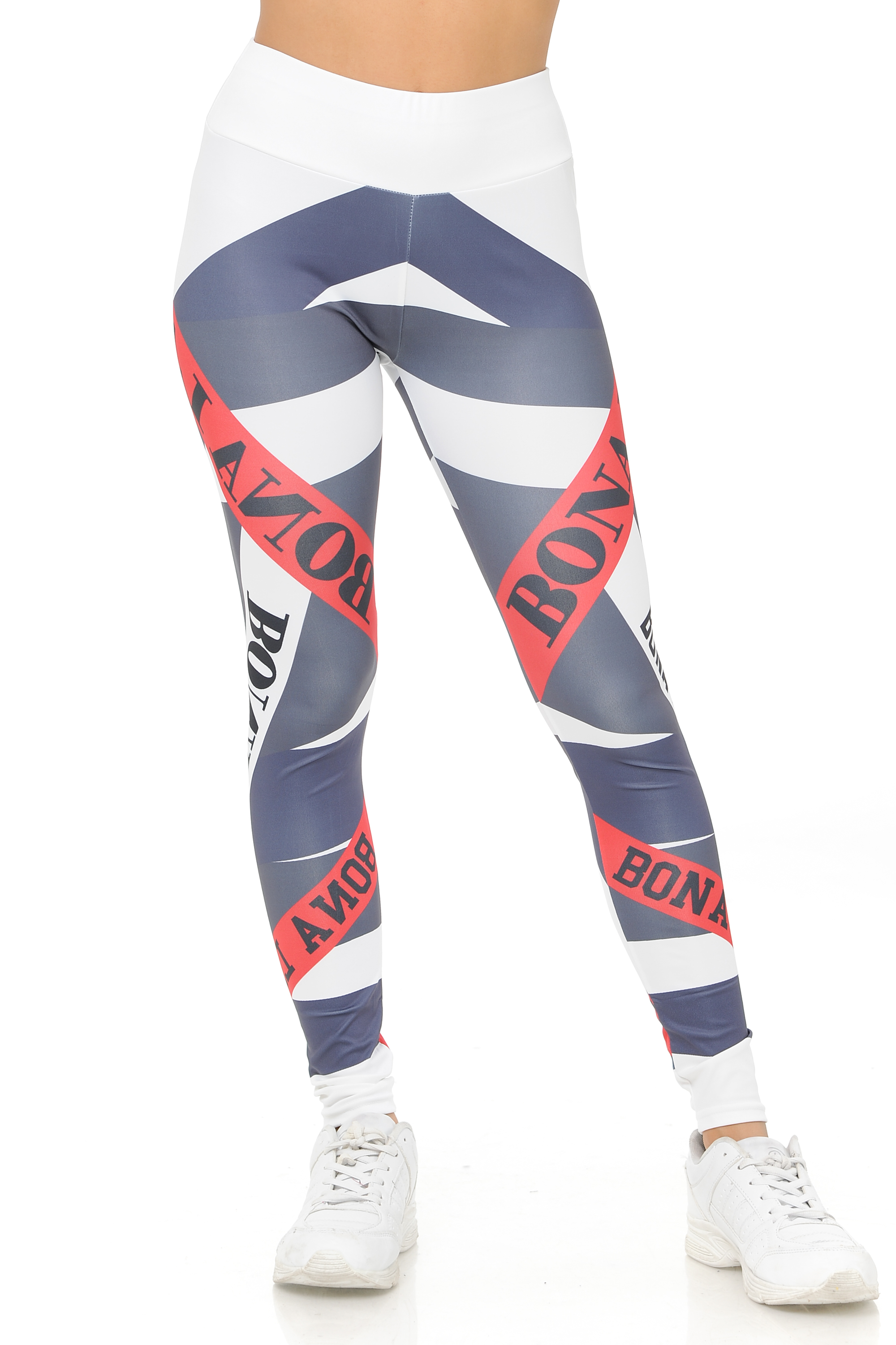 Wholesale Ladies White Banded High Waisted Sport Leggings