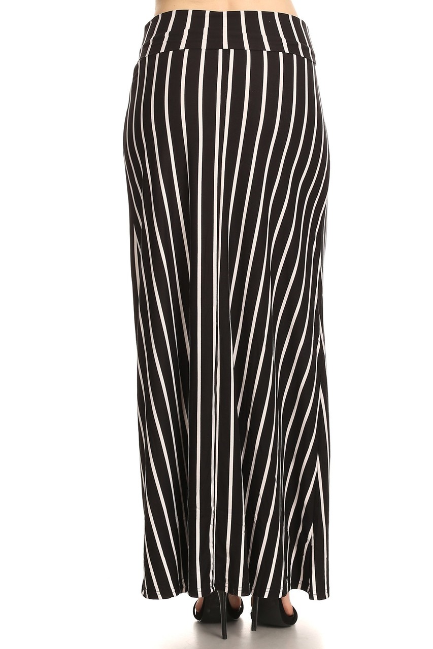 Wholesale Buttery Smooth Black Pinstripe Plus Size Maxi Skirt