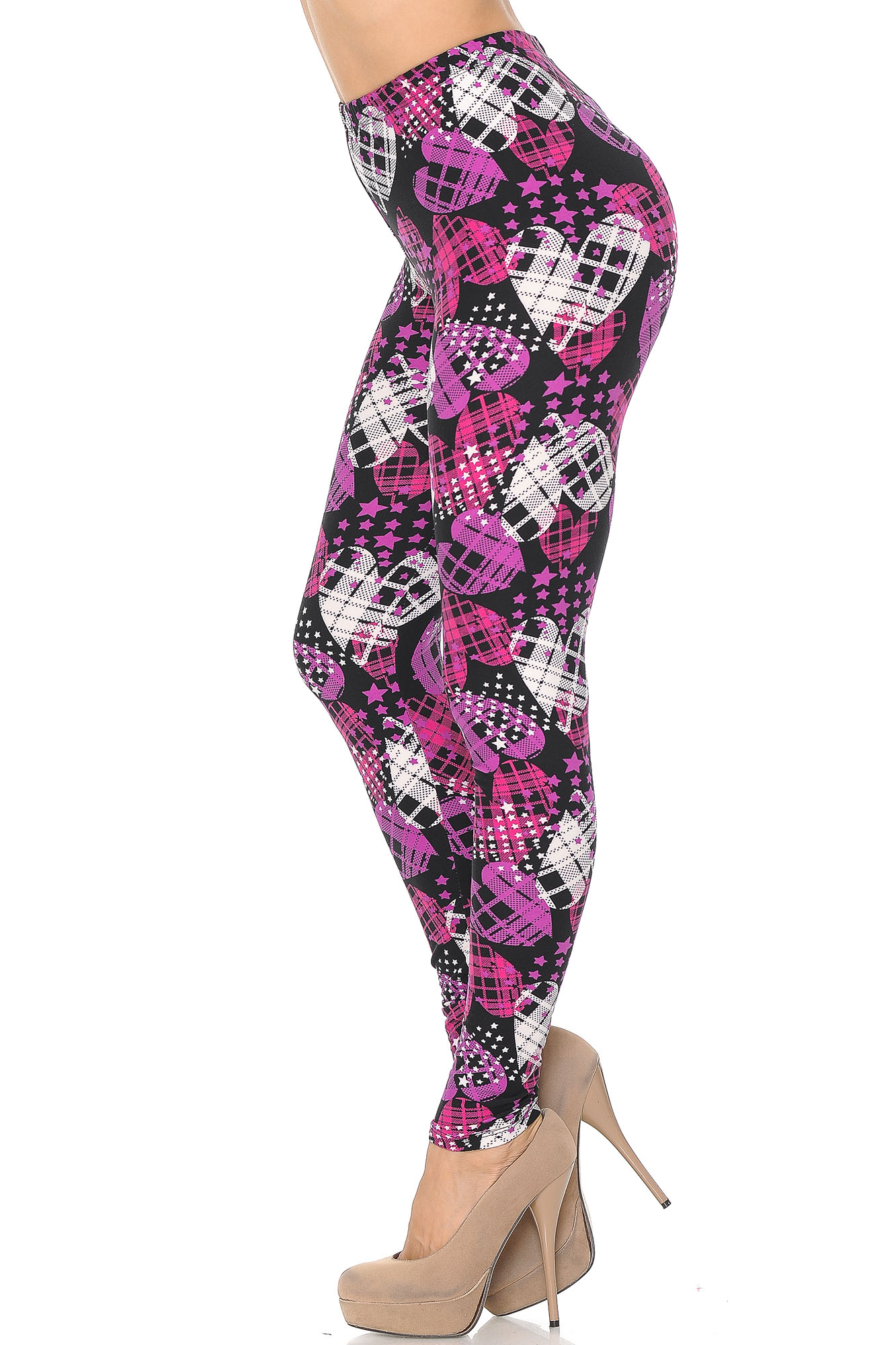 Wholesale Buttery Smooth Stars and Plaid Hearts Leggings - Extra Small