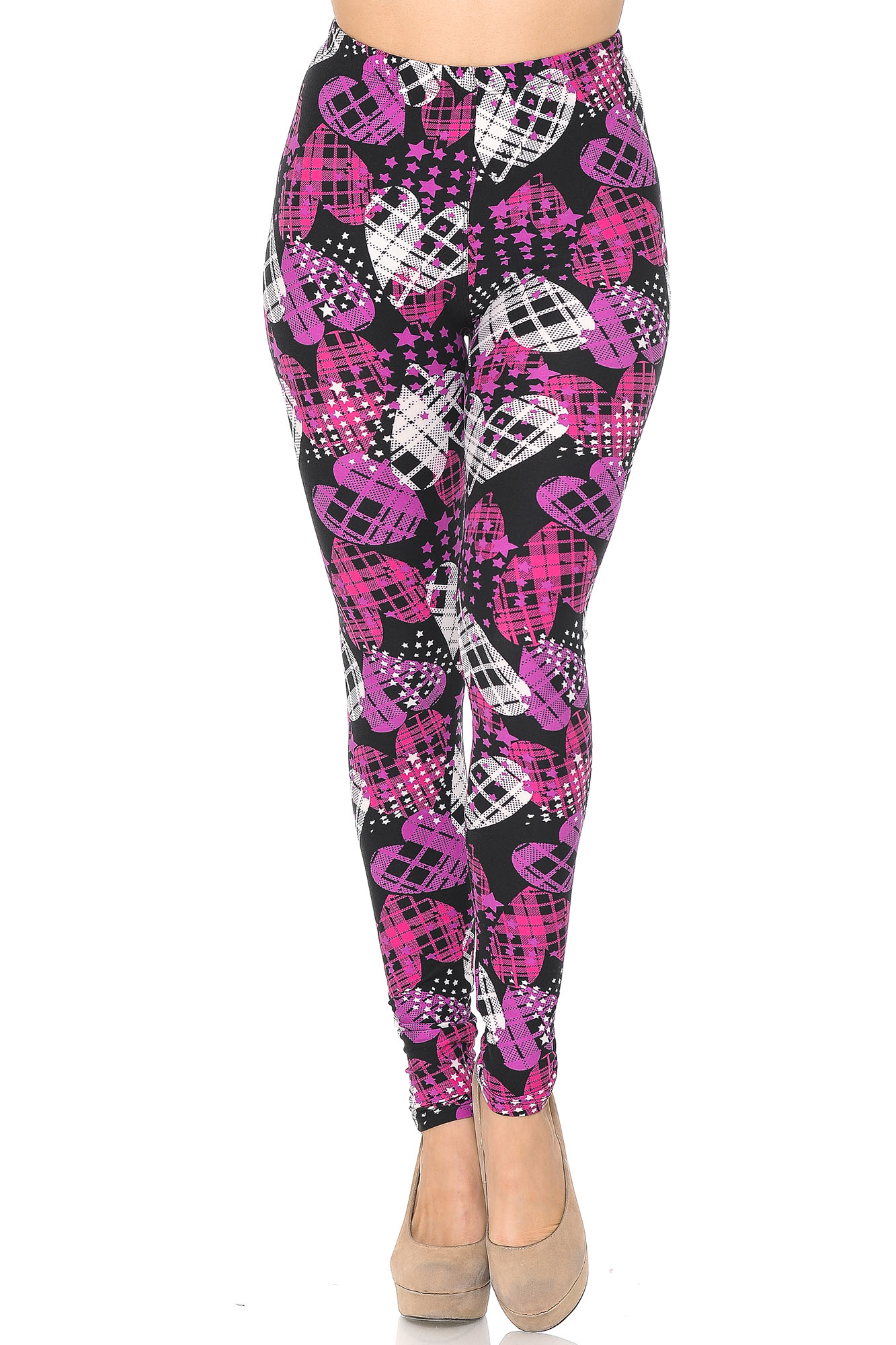 Wholesale Buttery Smooth Stars and Plaid Hearts Leggings - Extra Small