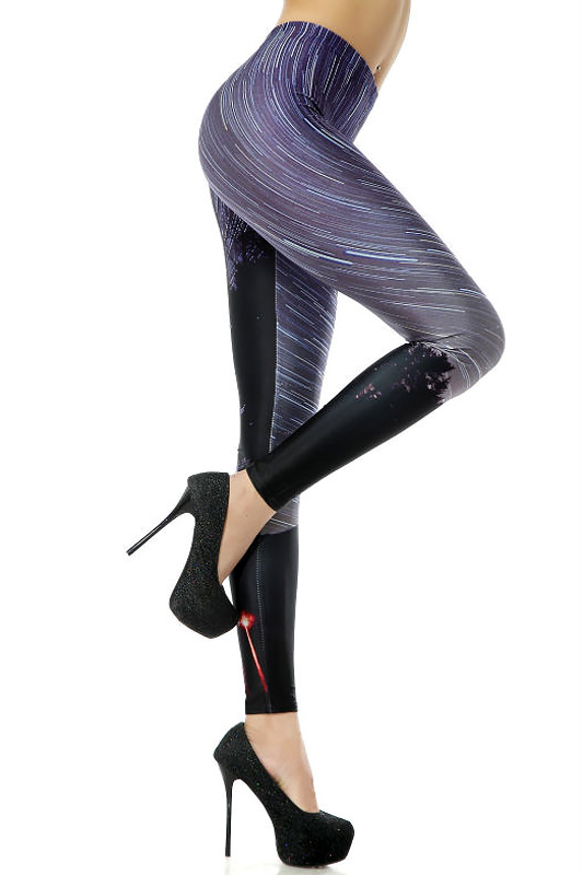 Right Side Image of Wholesale Premium Graphic Light Exposue Sky Leggings