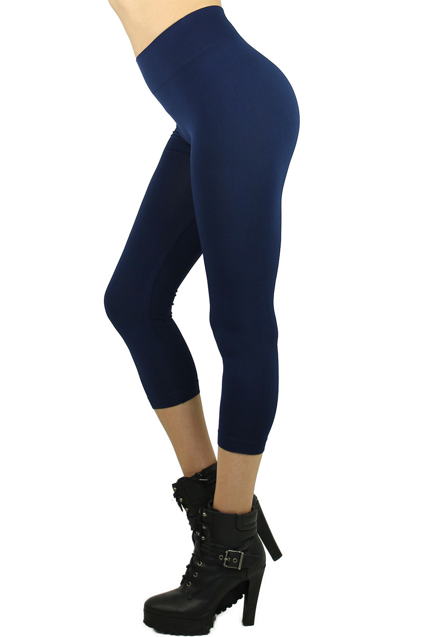 Left Side Image of Wholesale Basic Spandex Capri Leggings