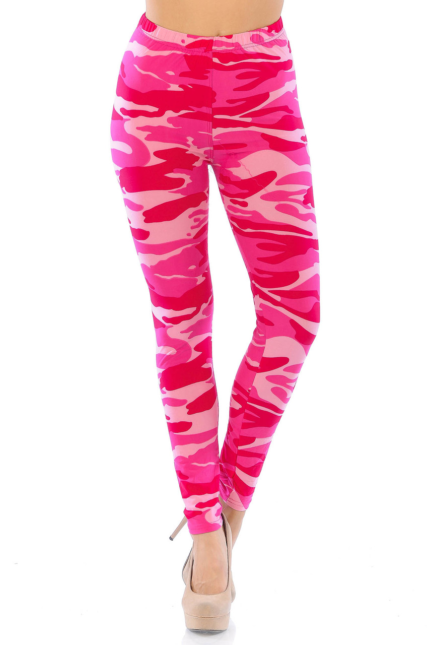 Wholesale Buttery Smooth Pink Camouflage Leggings