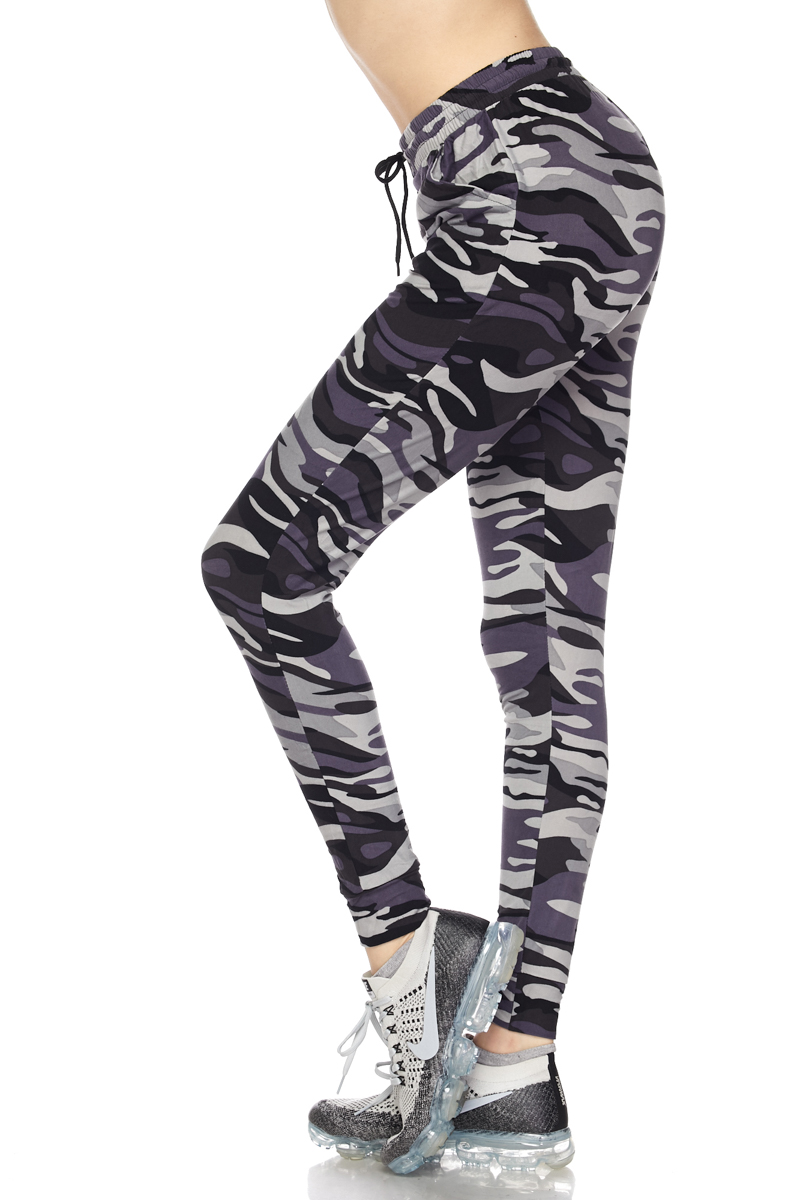 Wholesale Buttery Smooth Gray Camouflage Joggers