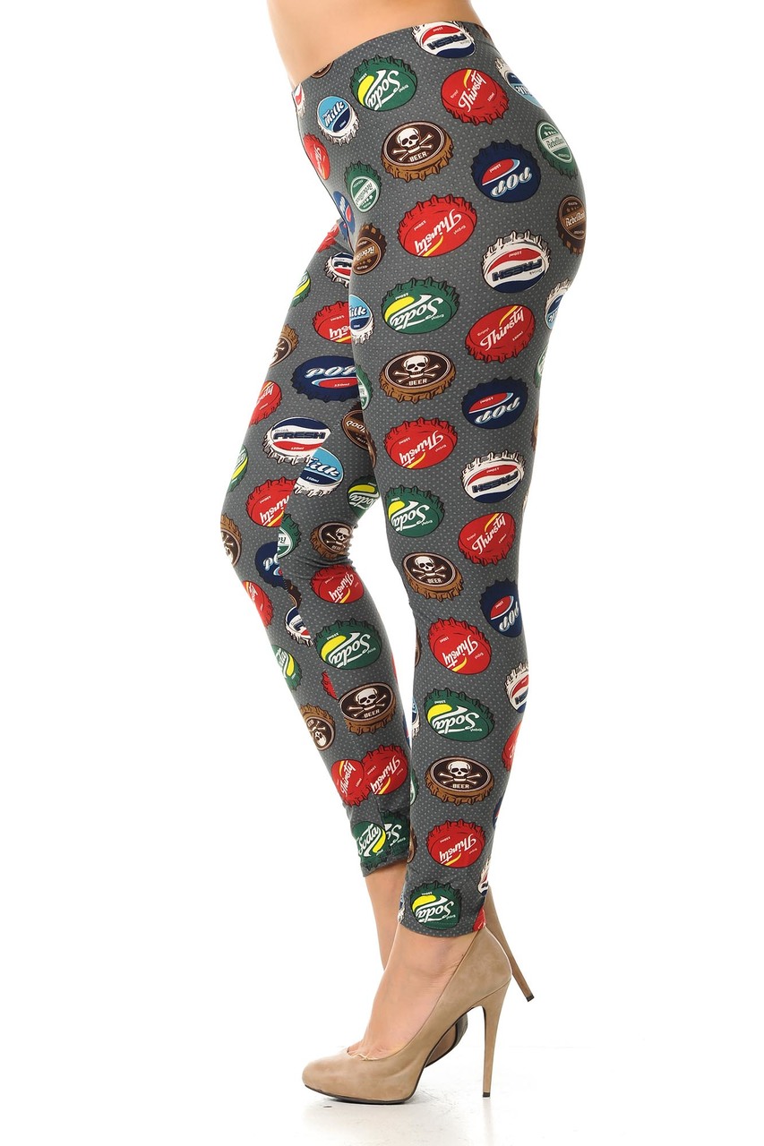 Wholesale Buttery Smooth Groovy Bottlecap Plus Size Leggings - 3X-5X