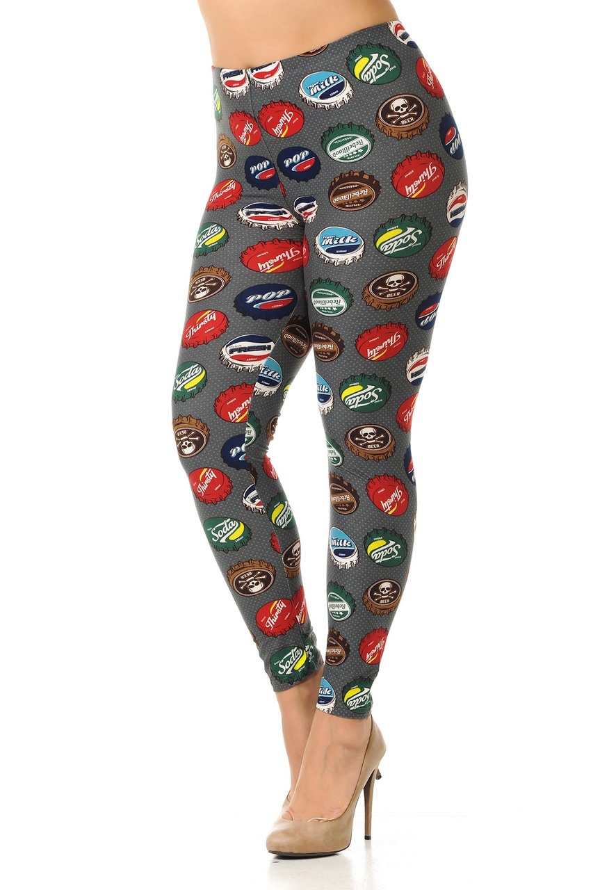 Wholesale Buttery Smooth Groovy Bottlecap Plus Size Leggings - 3X-5X