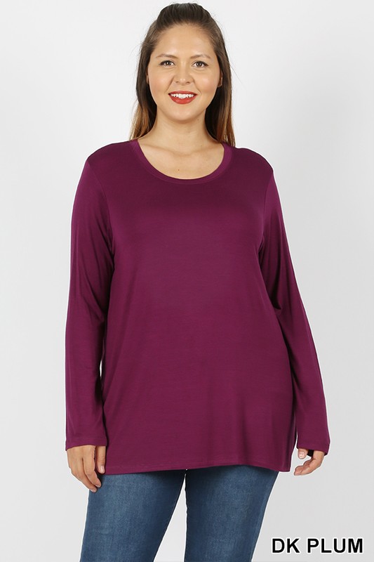 Wholesale Premium Round Neck Long Sleeve Rayon Plus Size Top