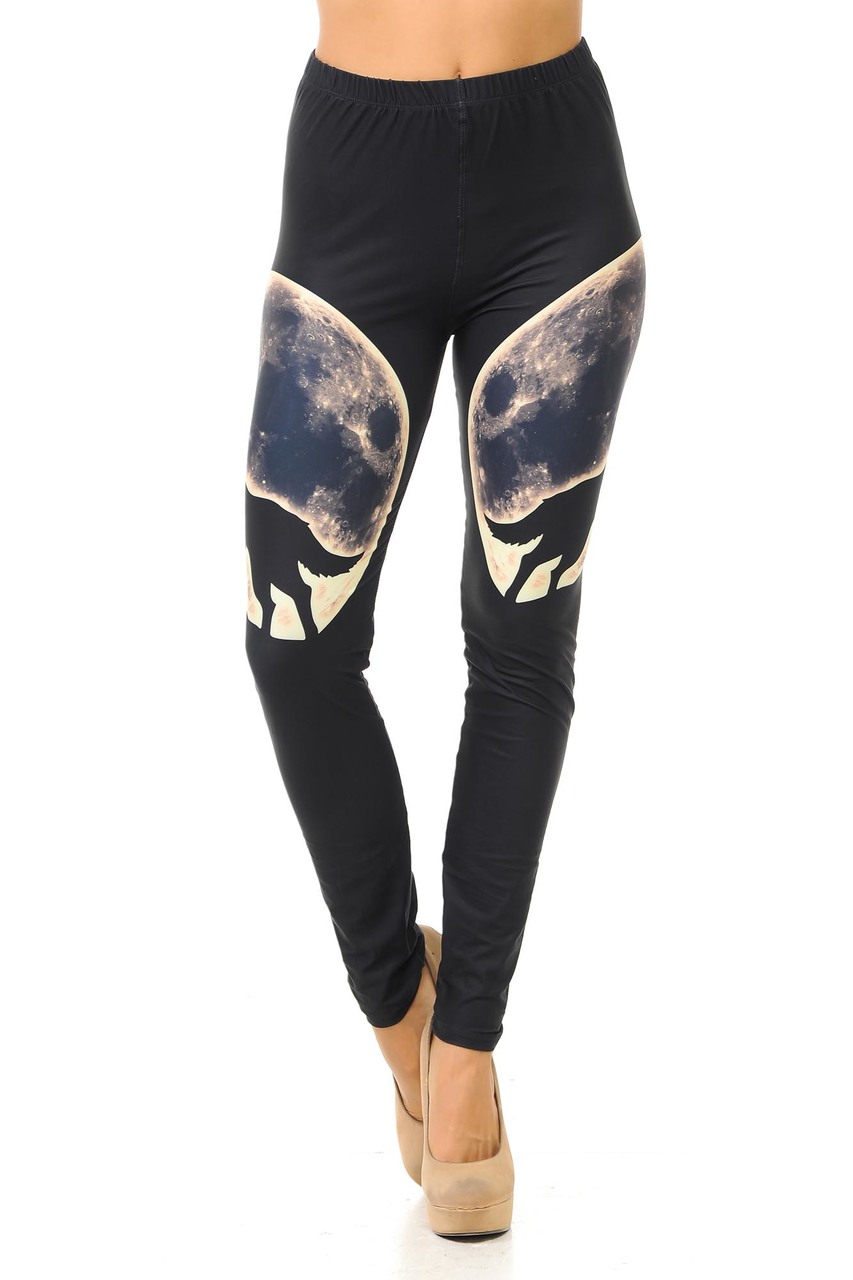 Wholesale Creamy Soft Howl at the Moon Wolf Leggings