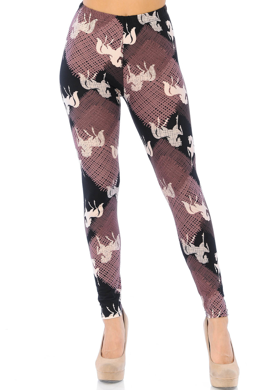 Wholesale Buttery Smooth Mauve Stallion Plus Size Leggings - 3X-5X