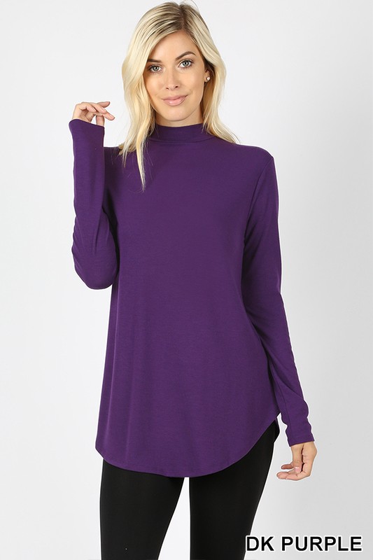 Wholesale Premium Long Sleeve Mock Neck Round Hem Top