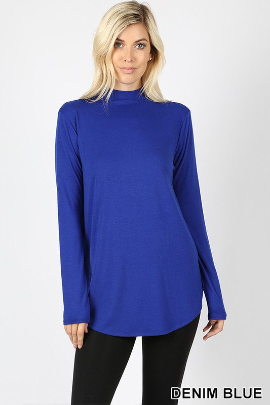 Wholesale Premium Long Sleeve Mock Neck Round Hem Plus Size Top