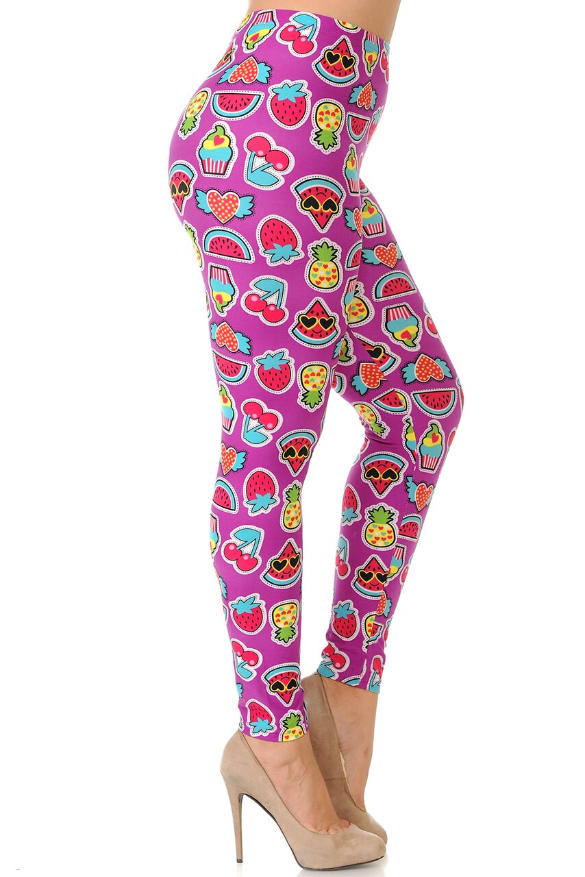 Wholesale Buttery Smooth  Cartoon Fruit Plus Size Leggings