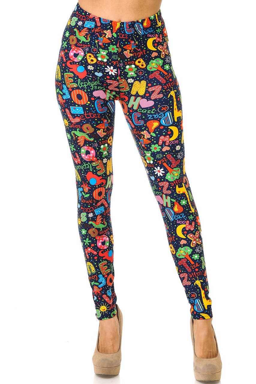 Wholesale Buttery Smooth Animal Letters Plus Size Leggings - 3X - 5X