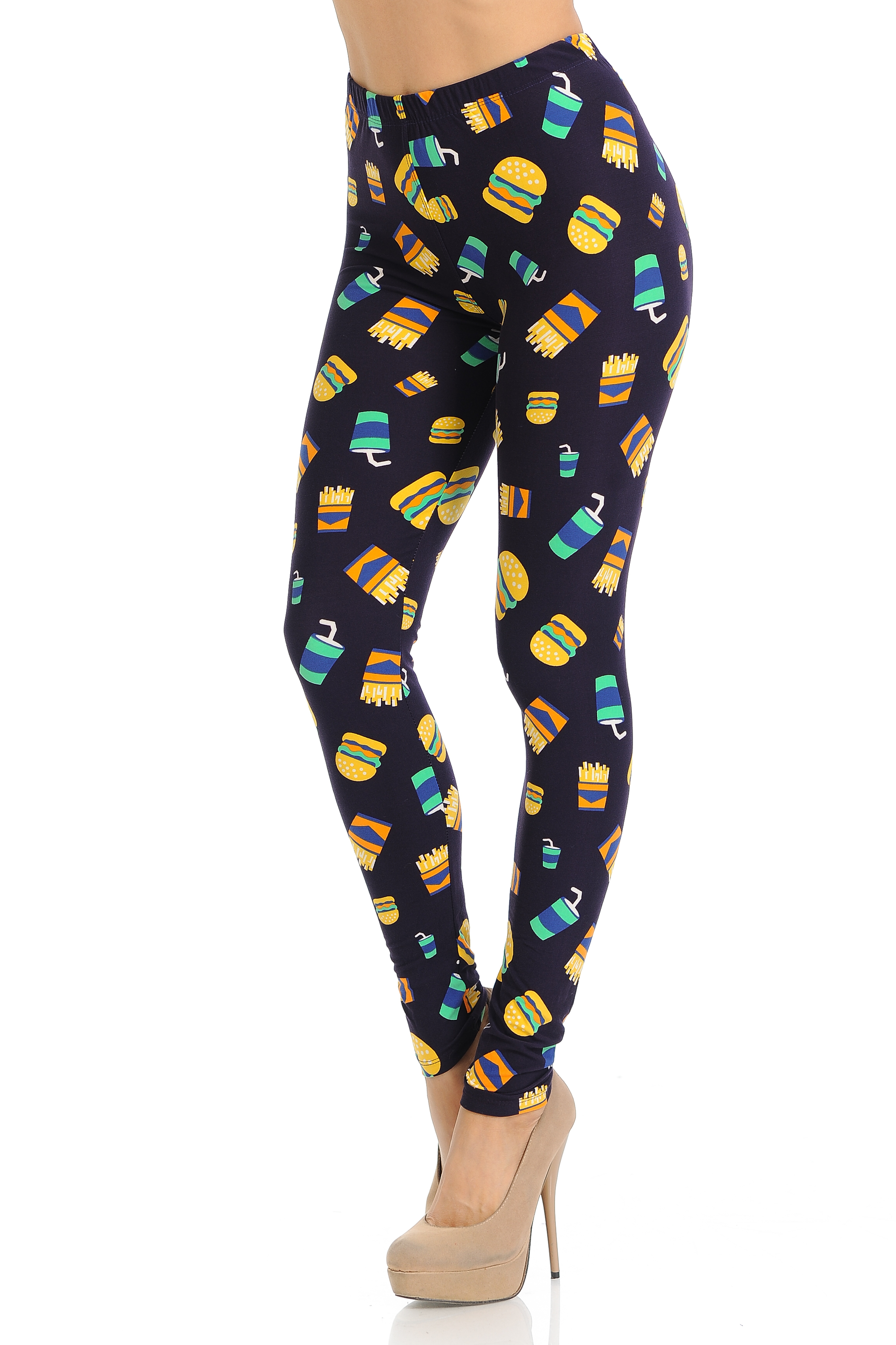 Wholesale Buttery Soft Fast Food Plus Size Leggings