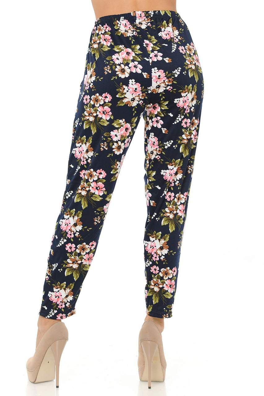 Wholesale Buttery Smooth Pretty Pink Floral Harem Pant