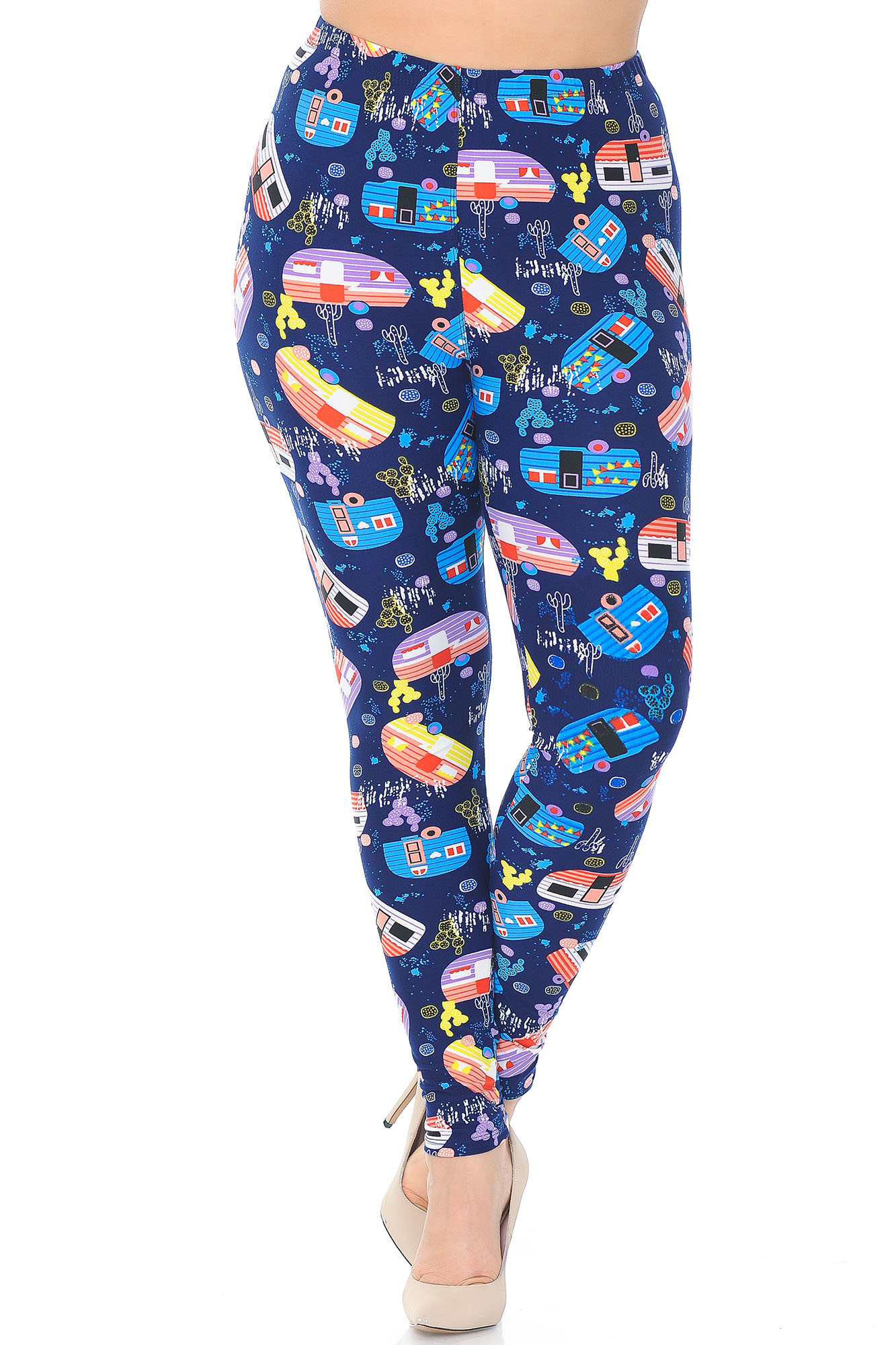 Wholesale Buttery Smooth Retro Campers Plus Size Leggings - 3X-5X