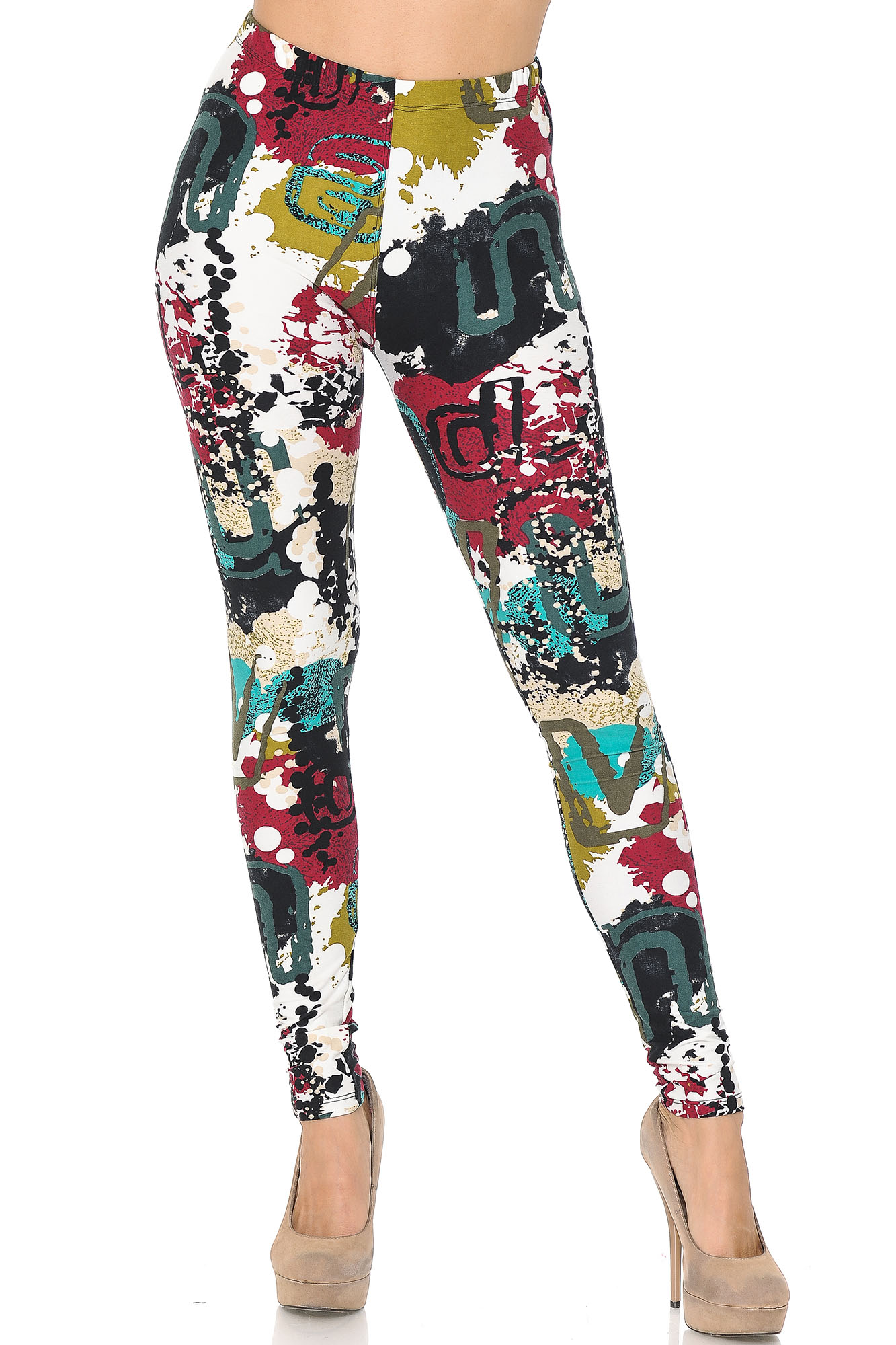 Wholesale Buttery Smooth Summer Picasso High Waisted Plus Size Leggings - 3X - 5X