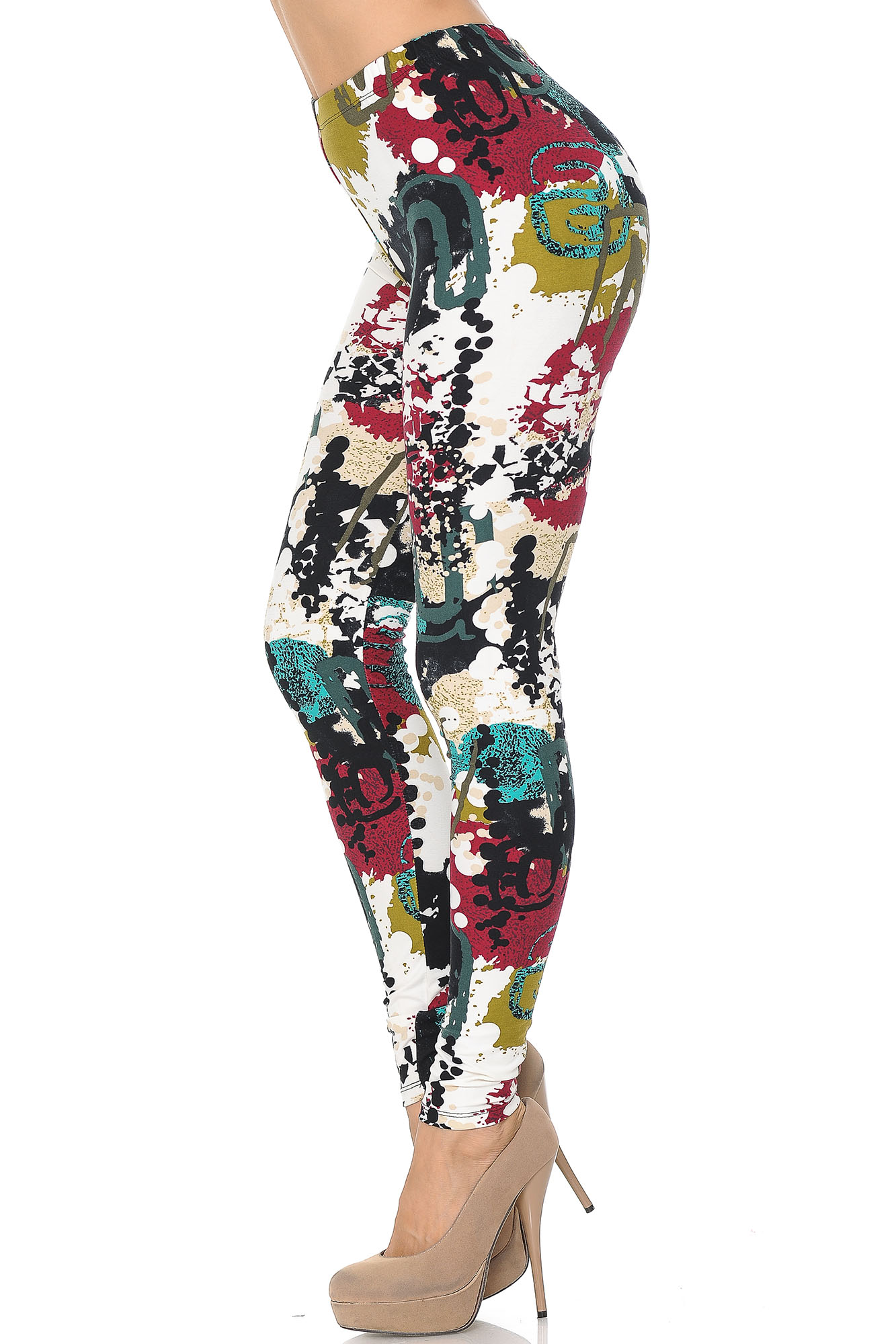 Wholesale Buttery Smooth Summer Picasso High Waisted Plus Size Leggings - 3X - 5X