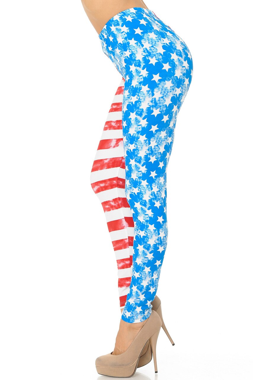 Wholesale Buttery Smooth Vintage Pastel USA Flag Plus Size Leggings