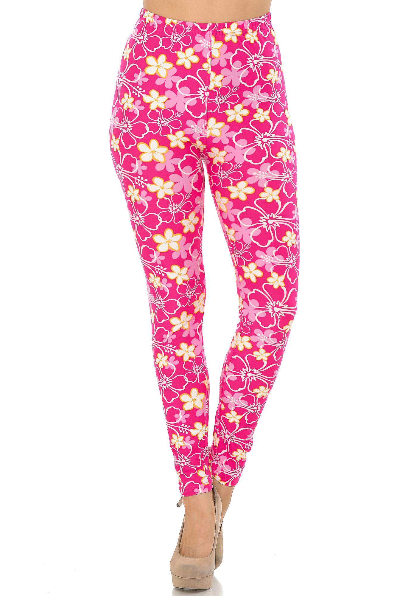 Wholesale Buttery Smooth Pink Daisy Leggings