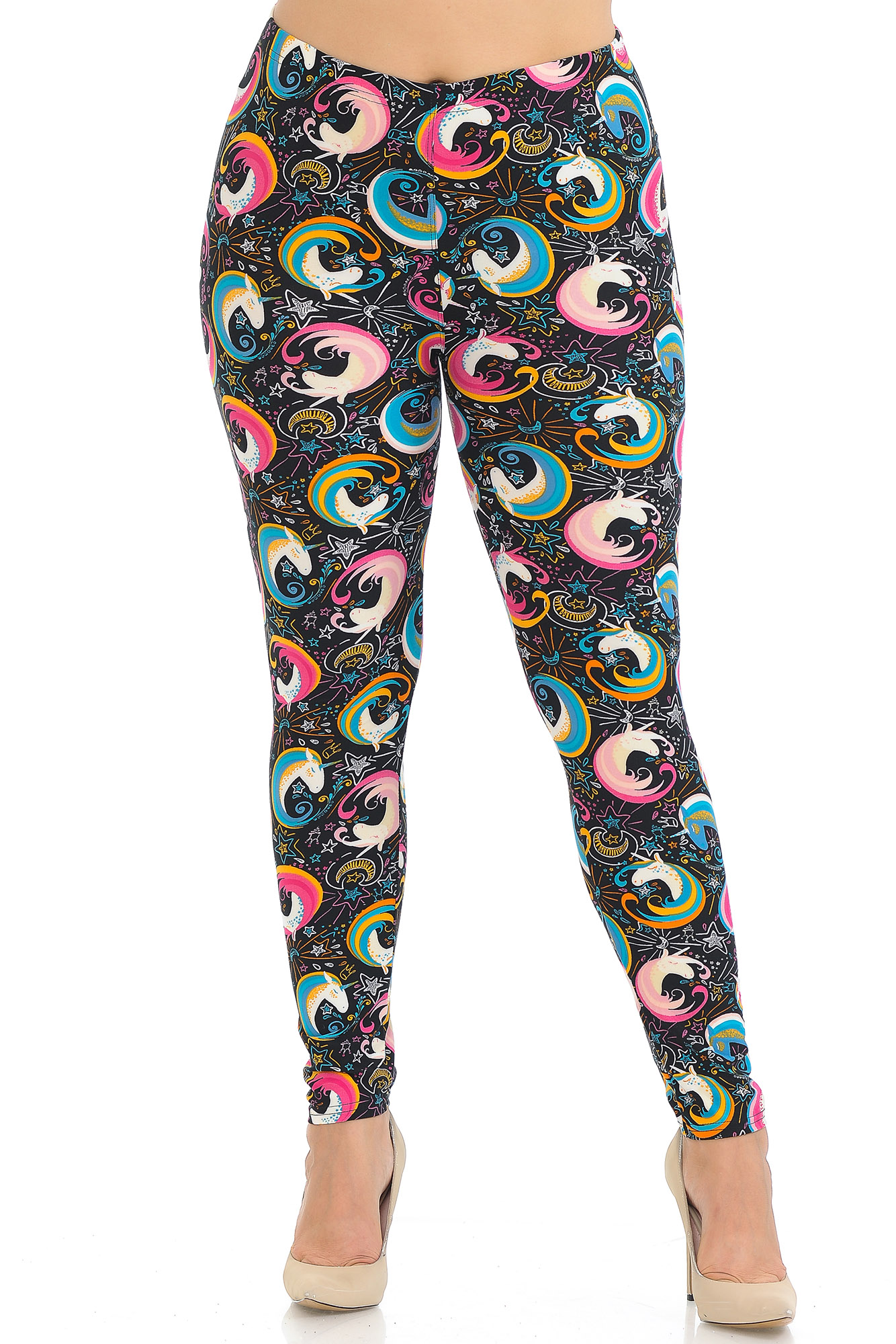 Wholesale Buttery Smooth Groovy Hip Unicorn Extra Plus Size Leggings - 3X-5X