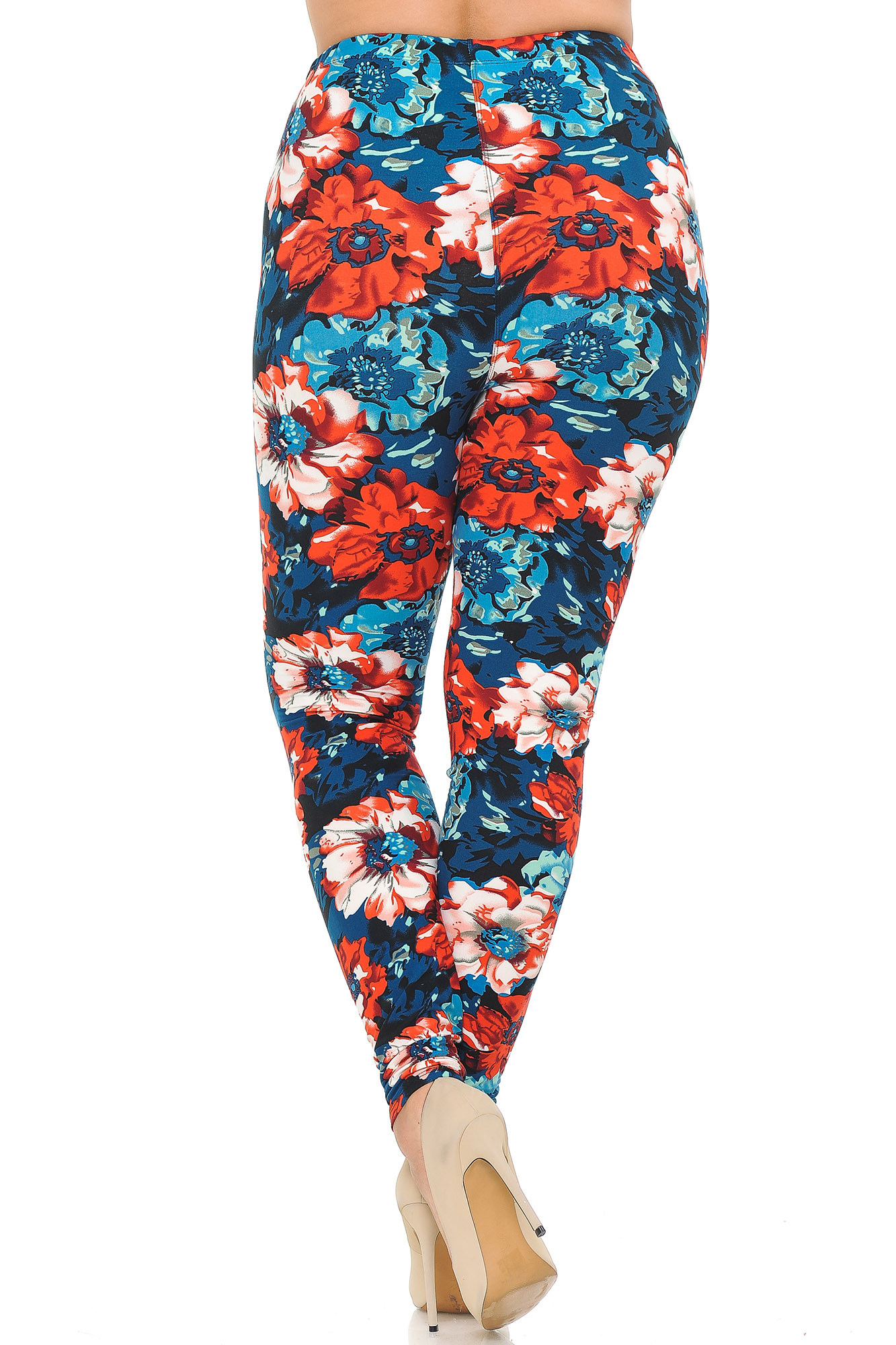 Wholesale Buttery Smooth Painted Floral Extra Plus Size Leggings - 3X-5X