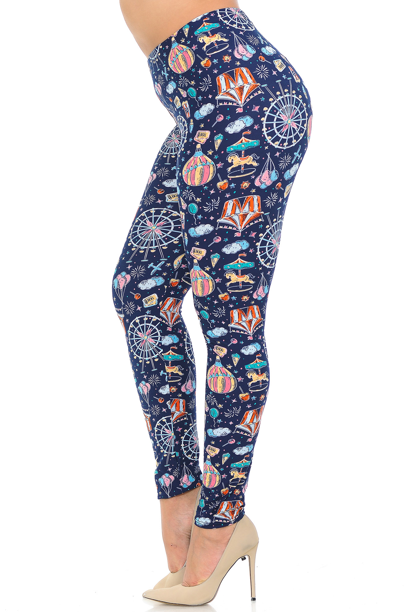 Wholesale Buttery Smooth Vintage Carnival Extra Plus Size Leggings - 3X-5X