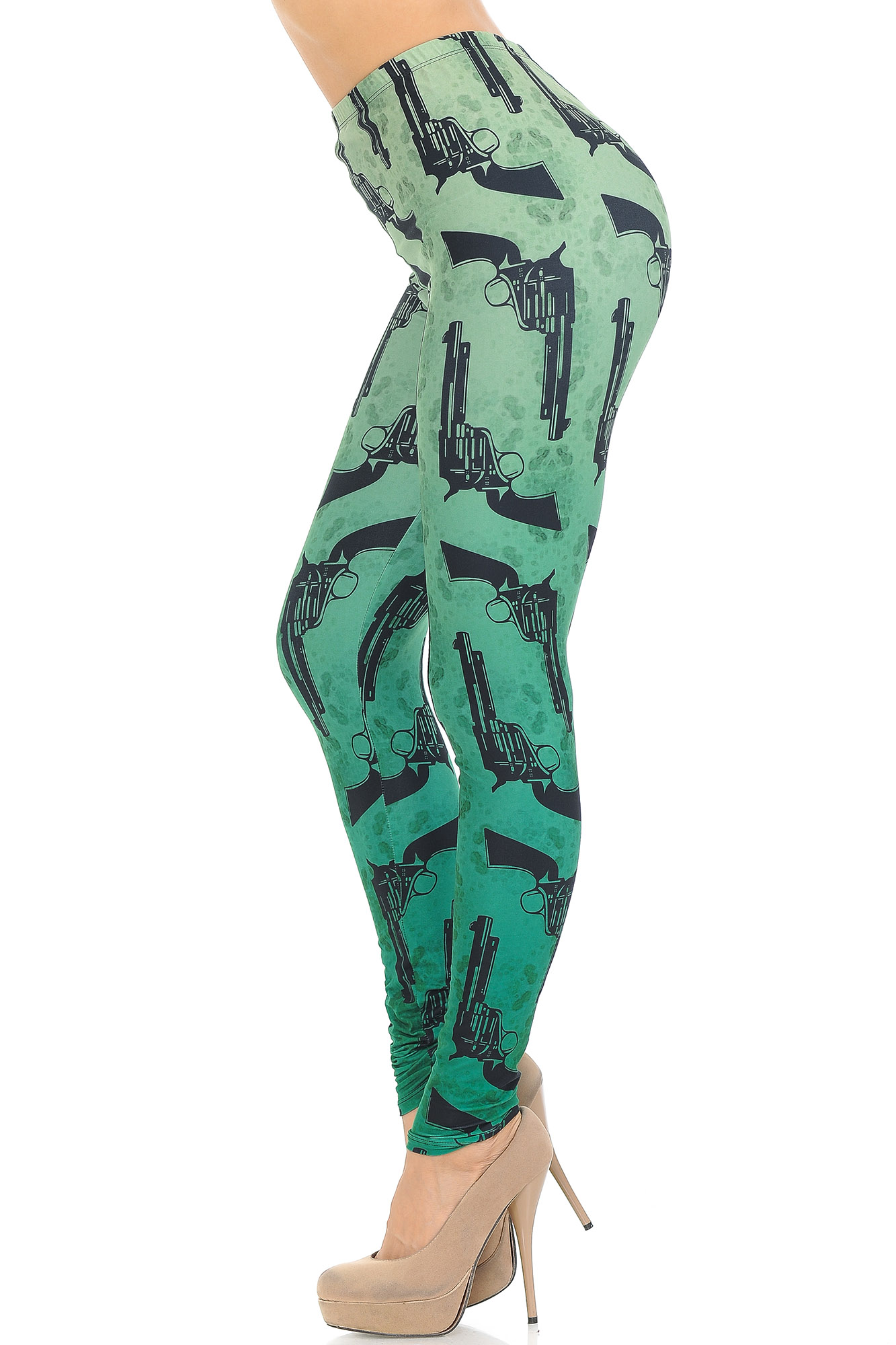 Wholesale Creamy Soft Ombre Green Guns Extra Small Leggings